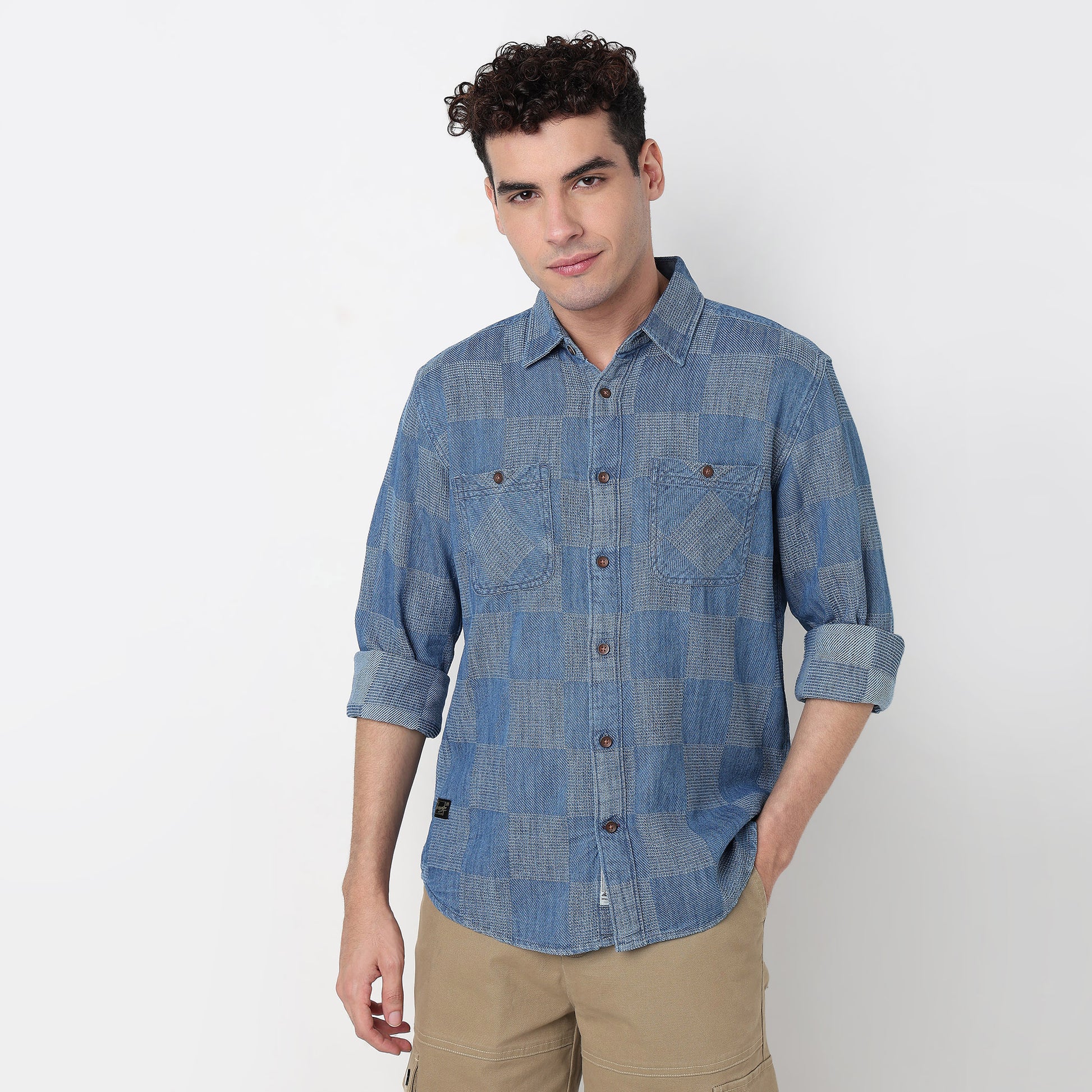 Buy Men Regular Fit Checkered Full Sleeve Shirt  - Style Union