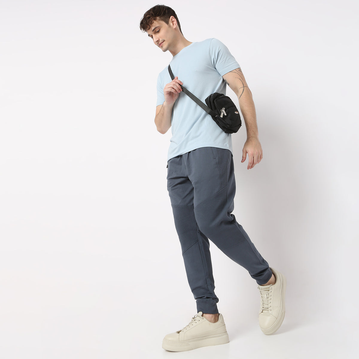 Modern Explorer Stretchable with Ribbed Panel Moto Joggers