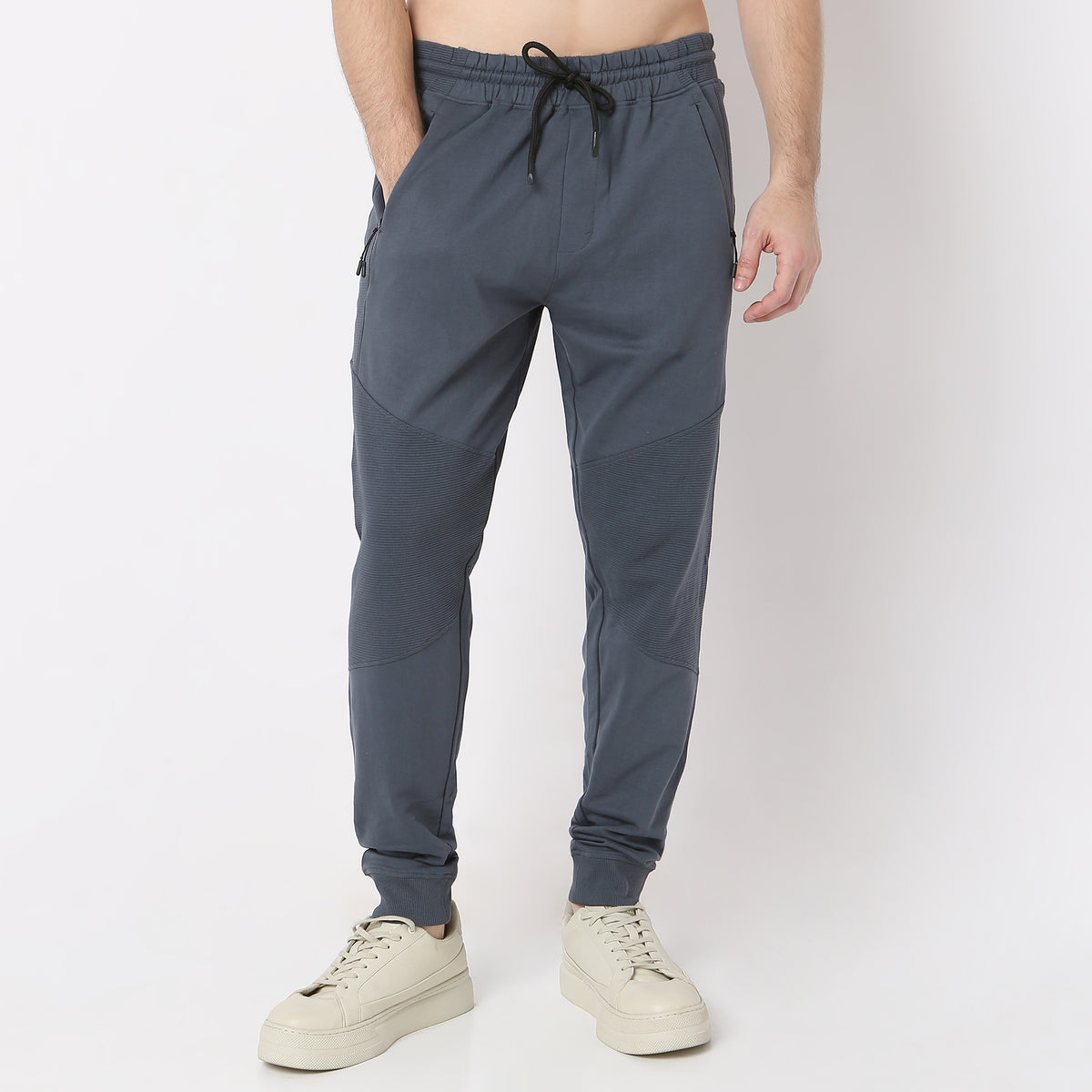 Modern Explorer Stretchable with Ribbed Panel Moto Joggers