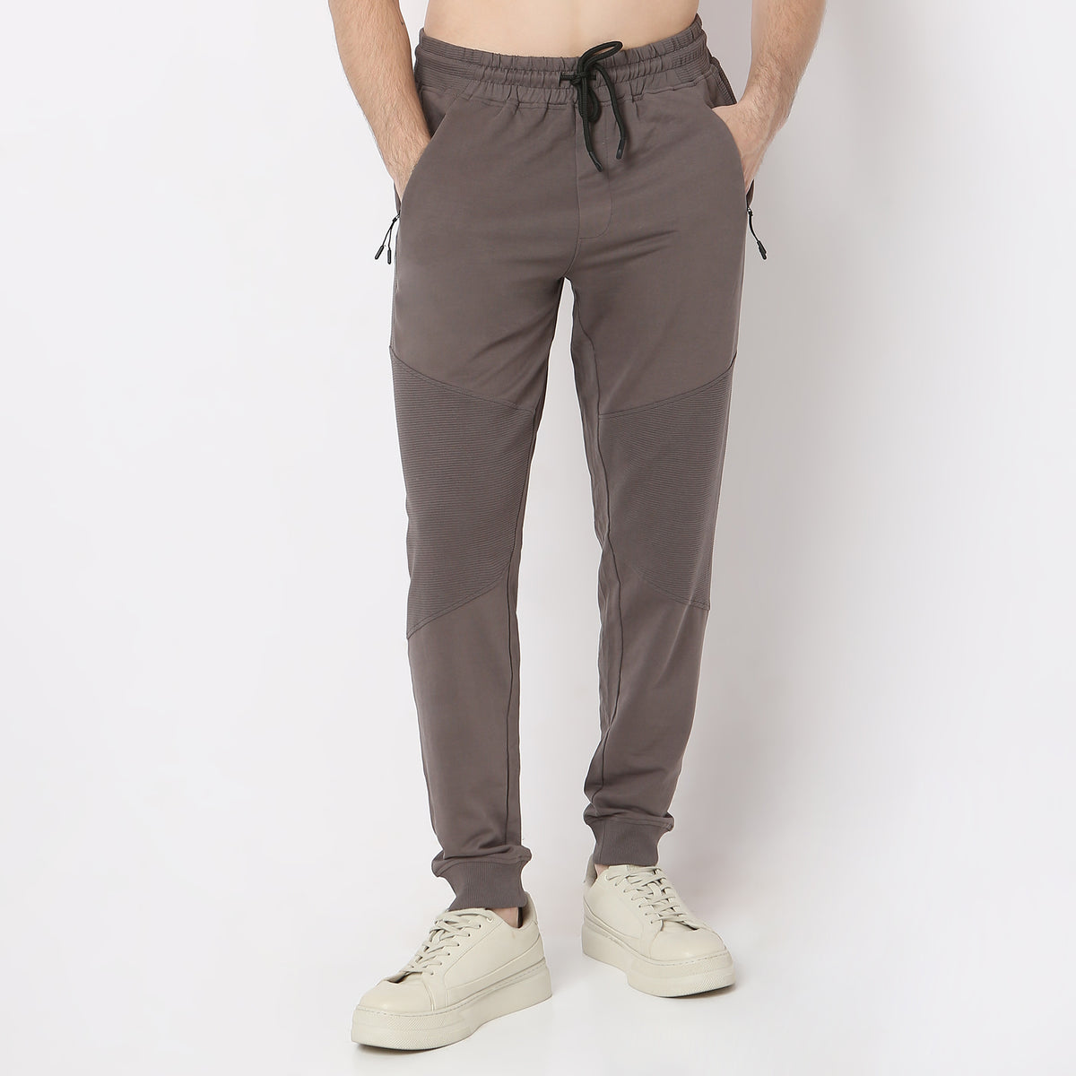 Modern Explorer Stretchable with Ribbed Panel Moto Joggers