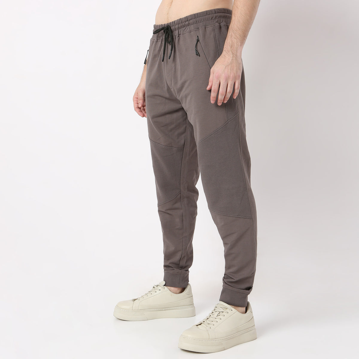 Modern Explorer Stretchable with Ribbed Panel Moto Joggers