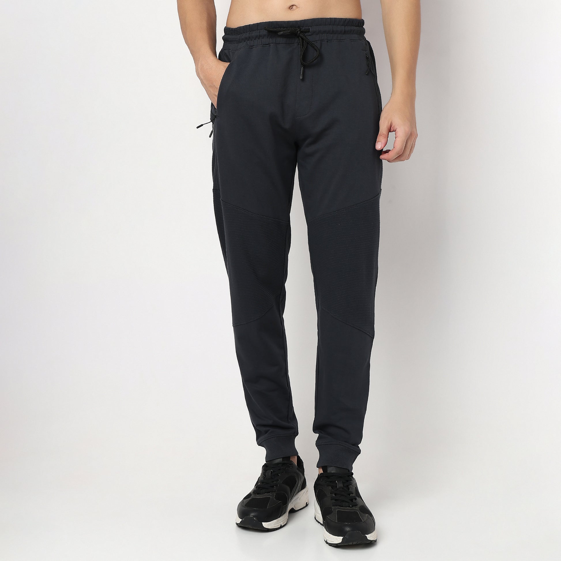 Modern Explorer Stretchable with Ribbed Panel Moto Joggers