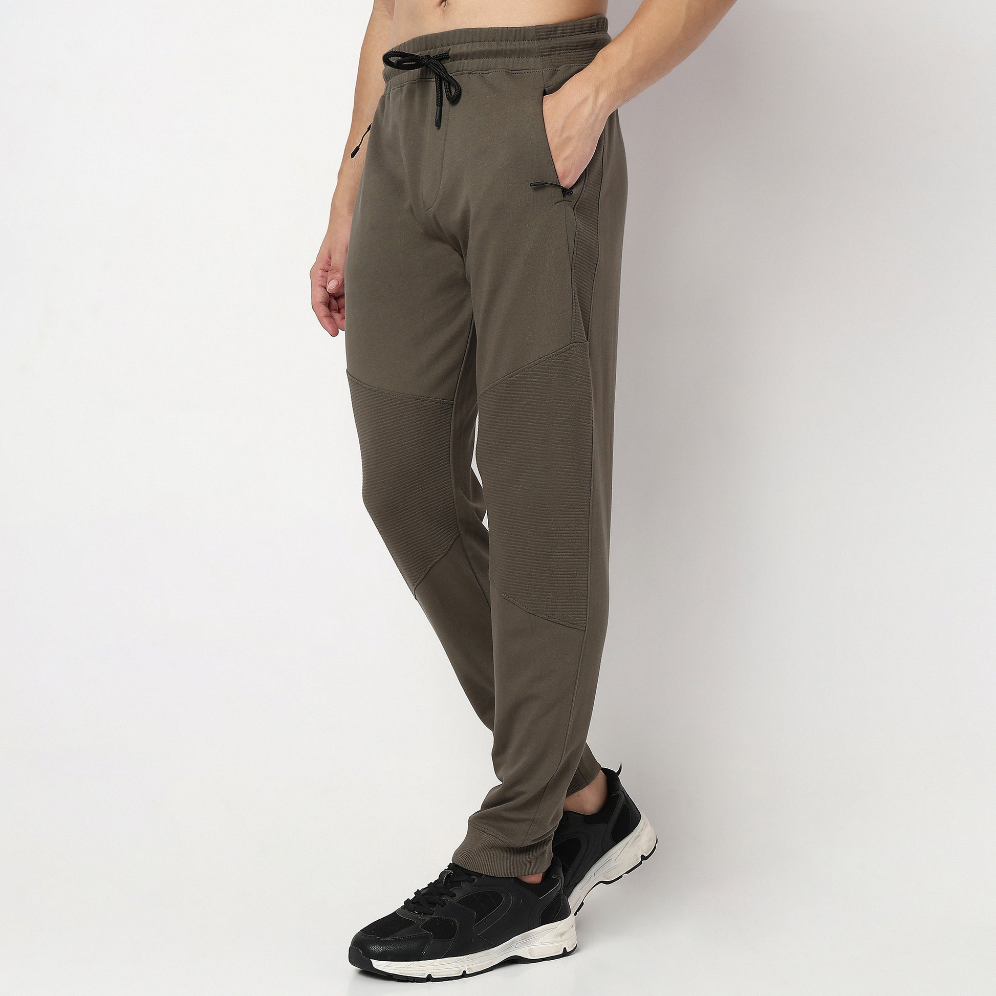 Modern Explorer Stretchable with Ribbed Panel Moto Joggers