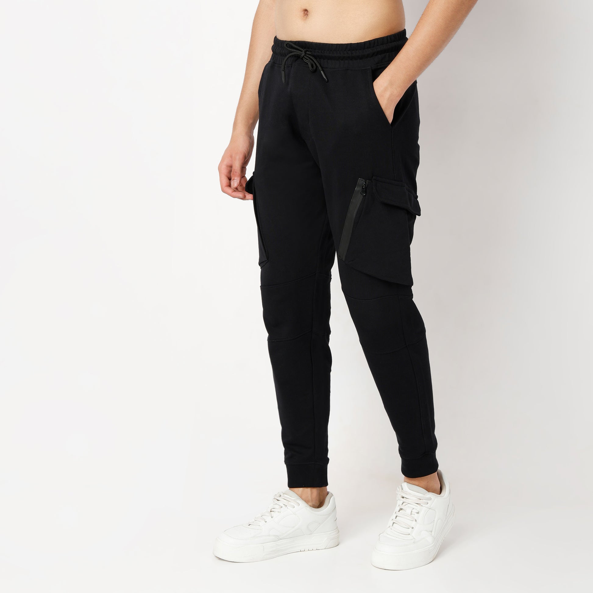 Regular Fit Solid Mid Rise Joggers