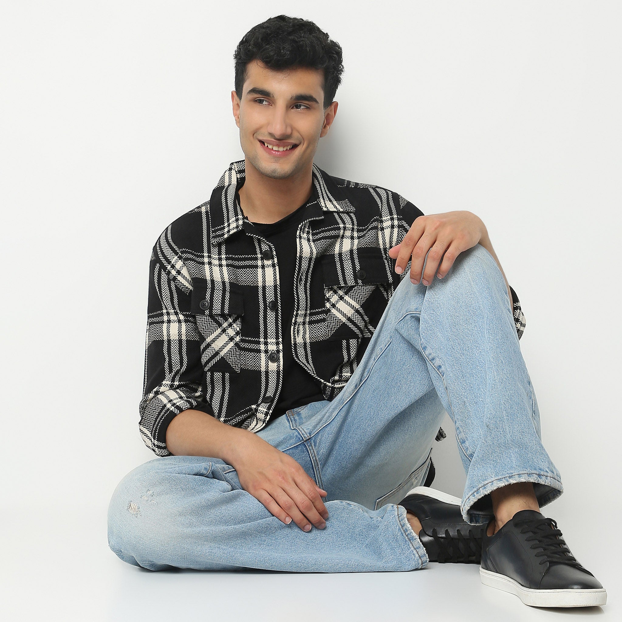 Regular Fit Checkered Shirt Collar Shirt