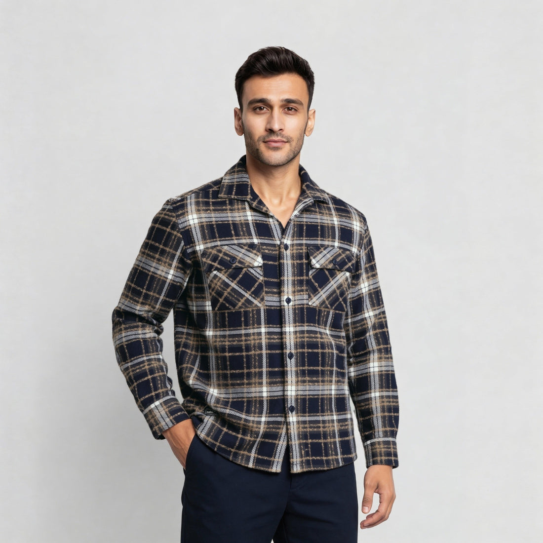 Cotton Solid Full Sleeve Shaket