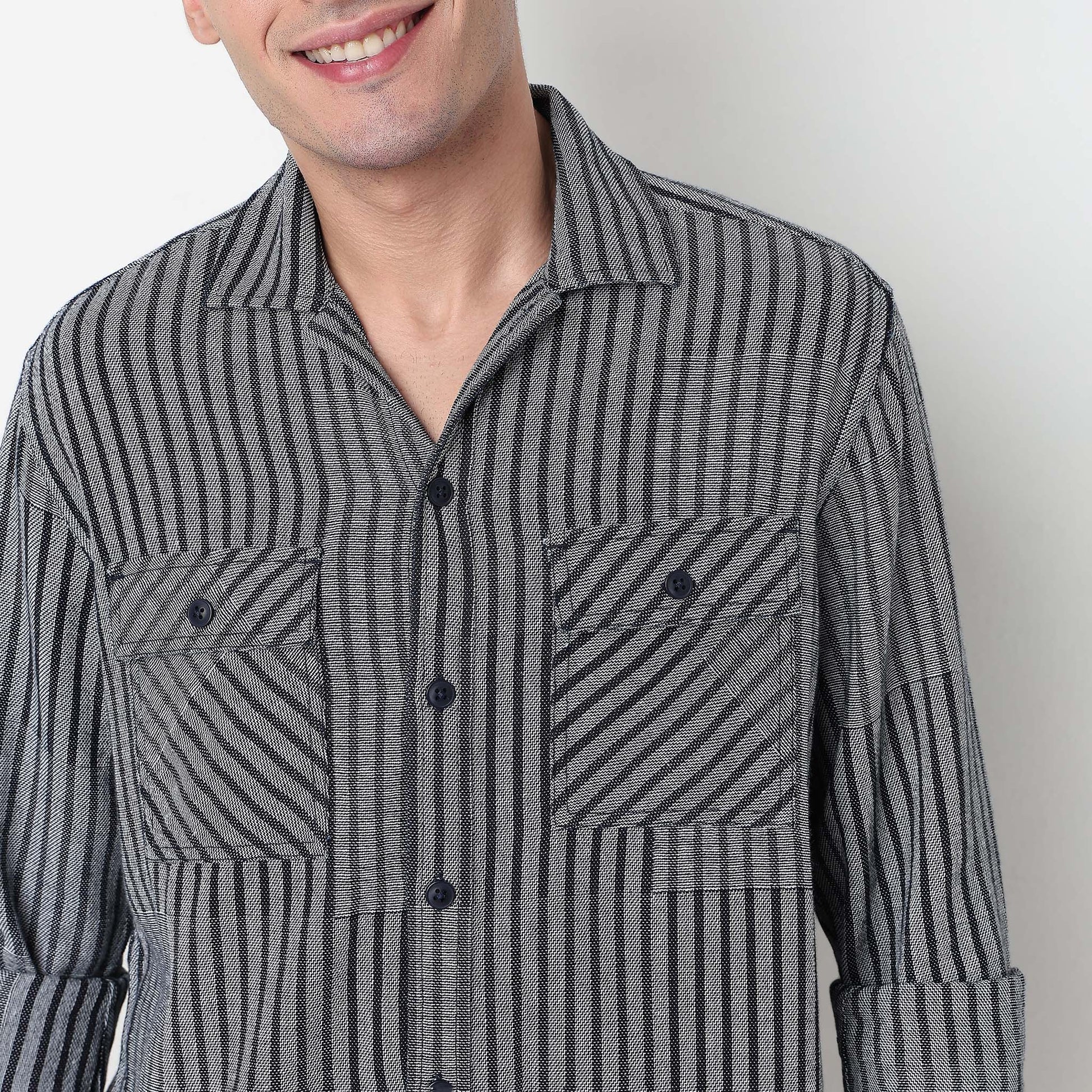 Buy Men Oversize Striped Full Sleeve Shirt  - Style Union