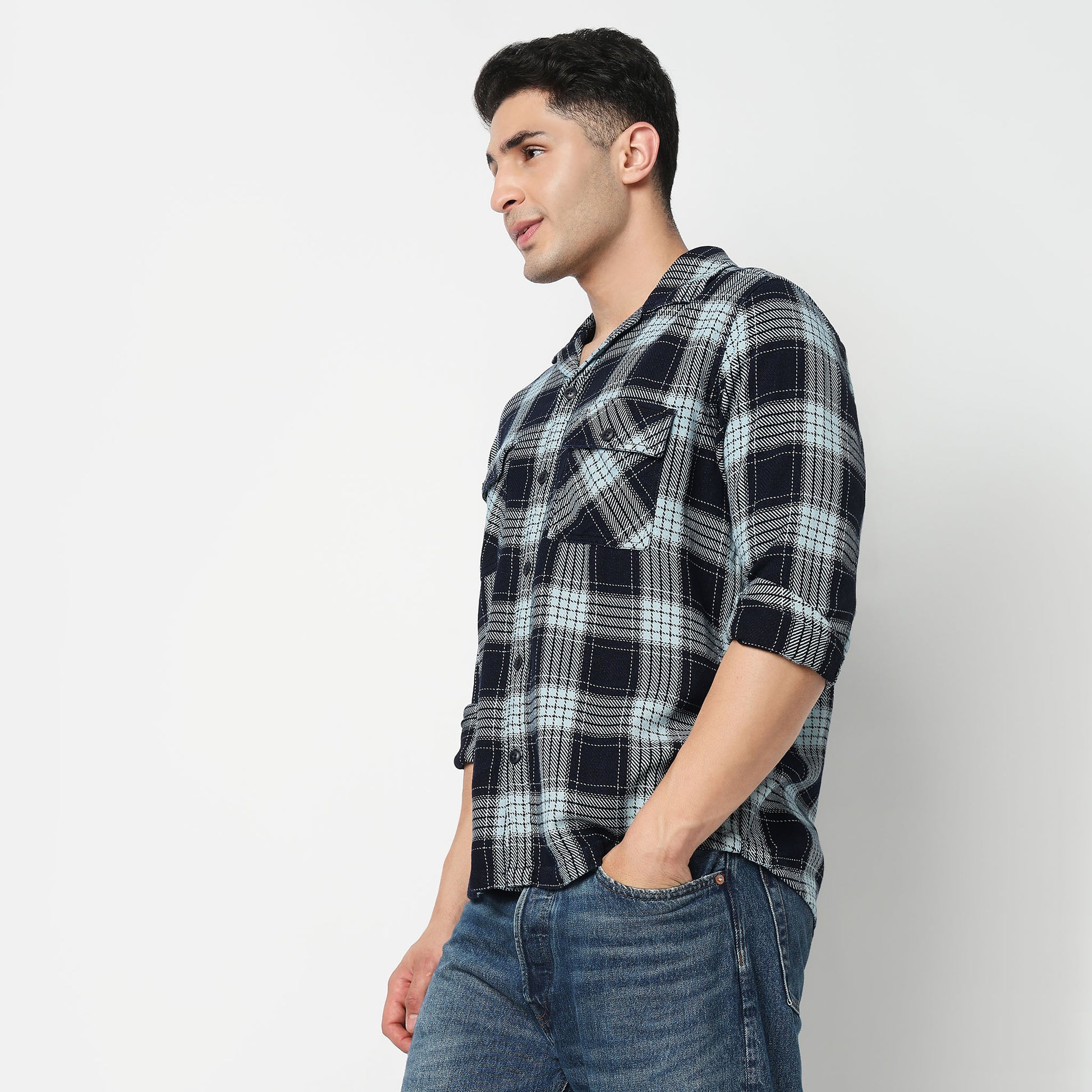 Cotton Checkered Cruiser Shacket Shirt