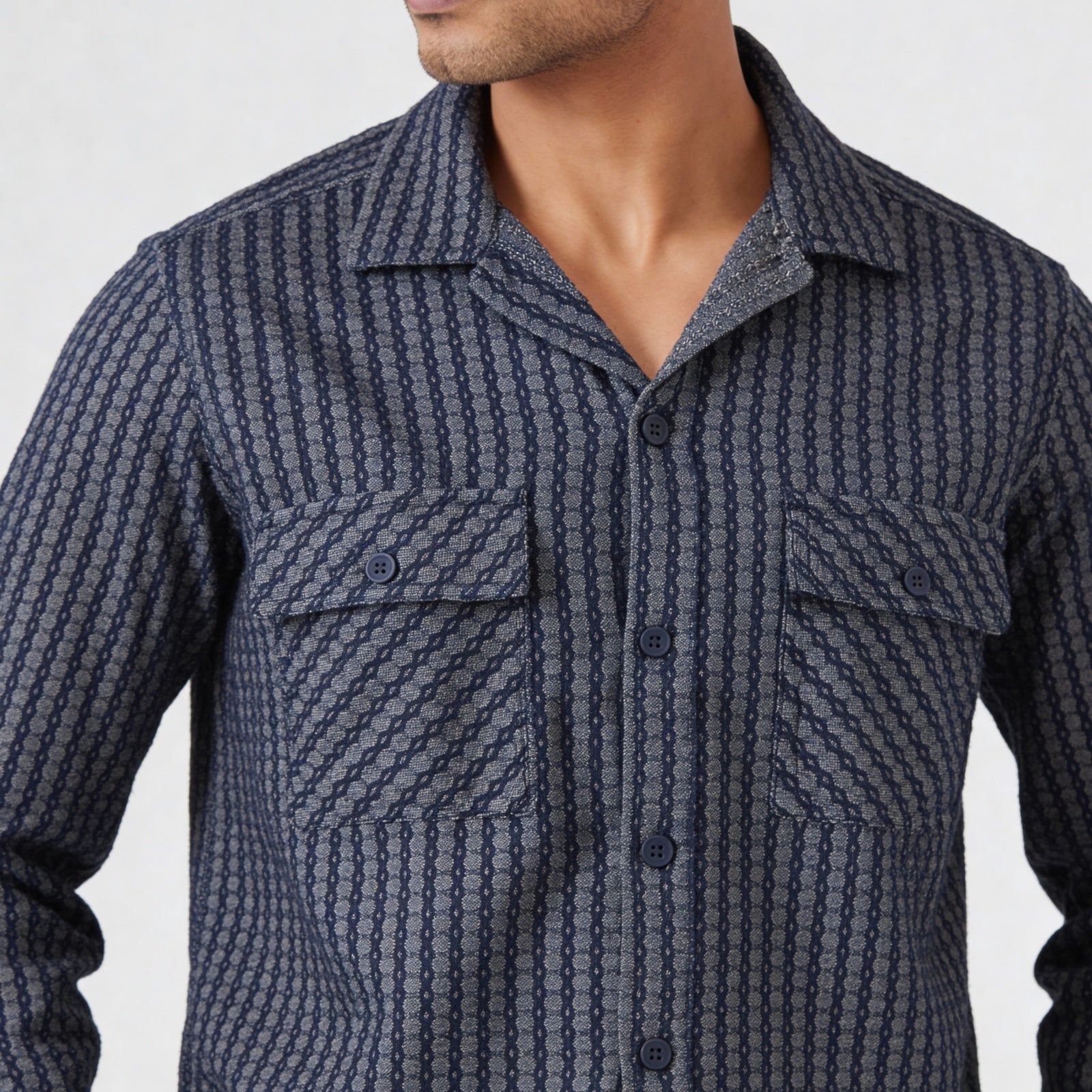 Cotton Striped Oversize  Shacket