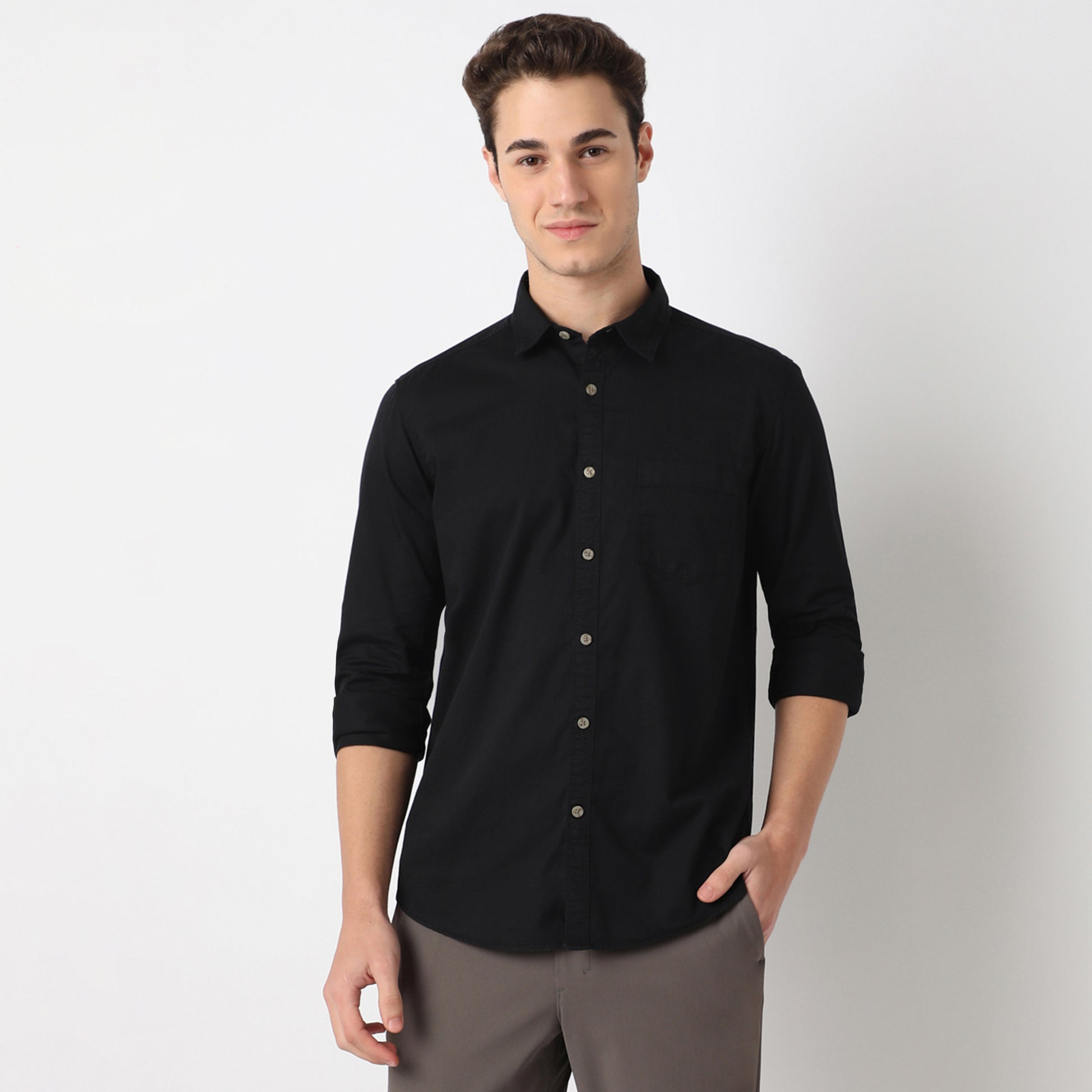 Slim Fit Solid Shirt