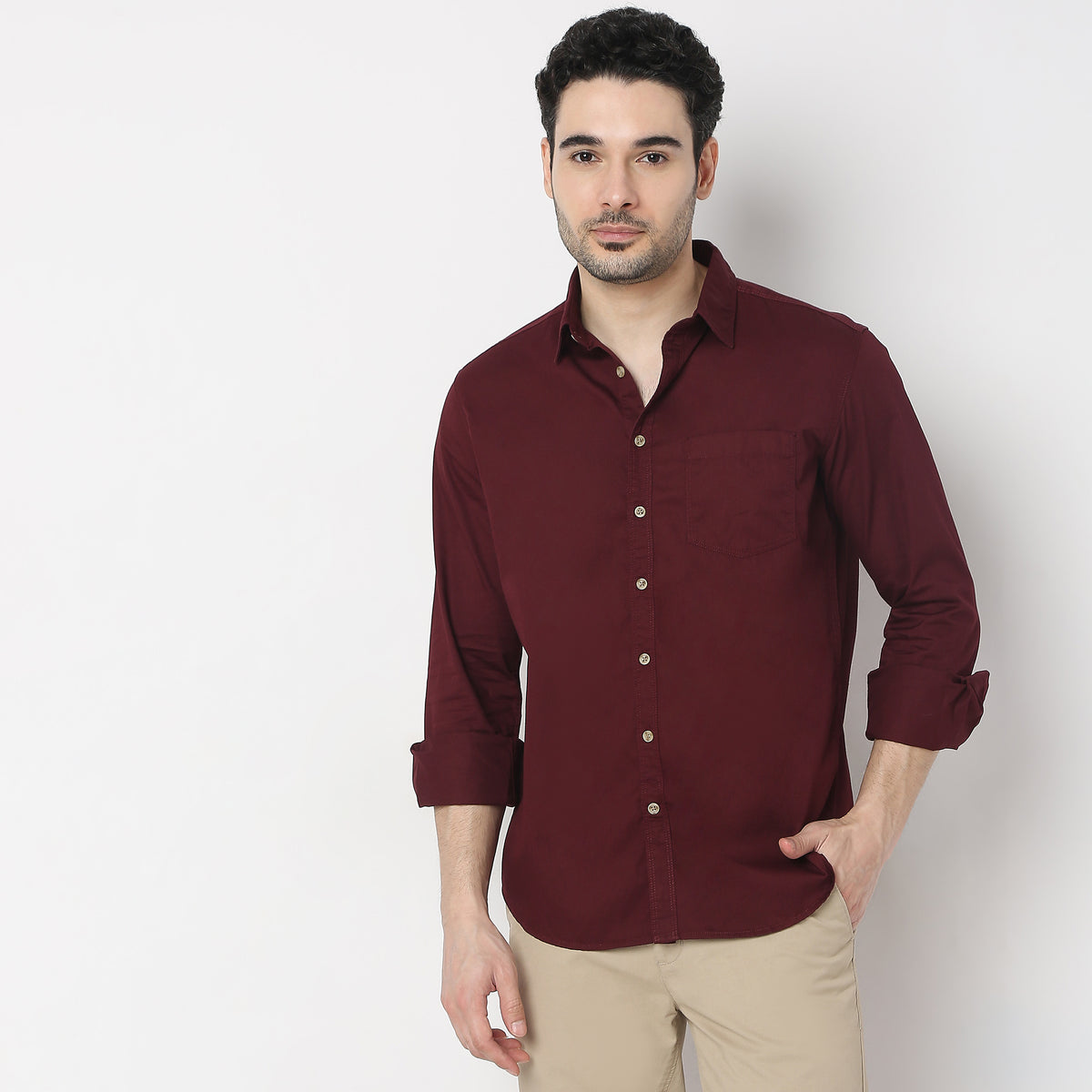 Slim Fit Solid Shirt