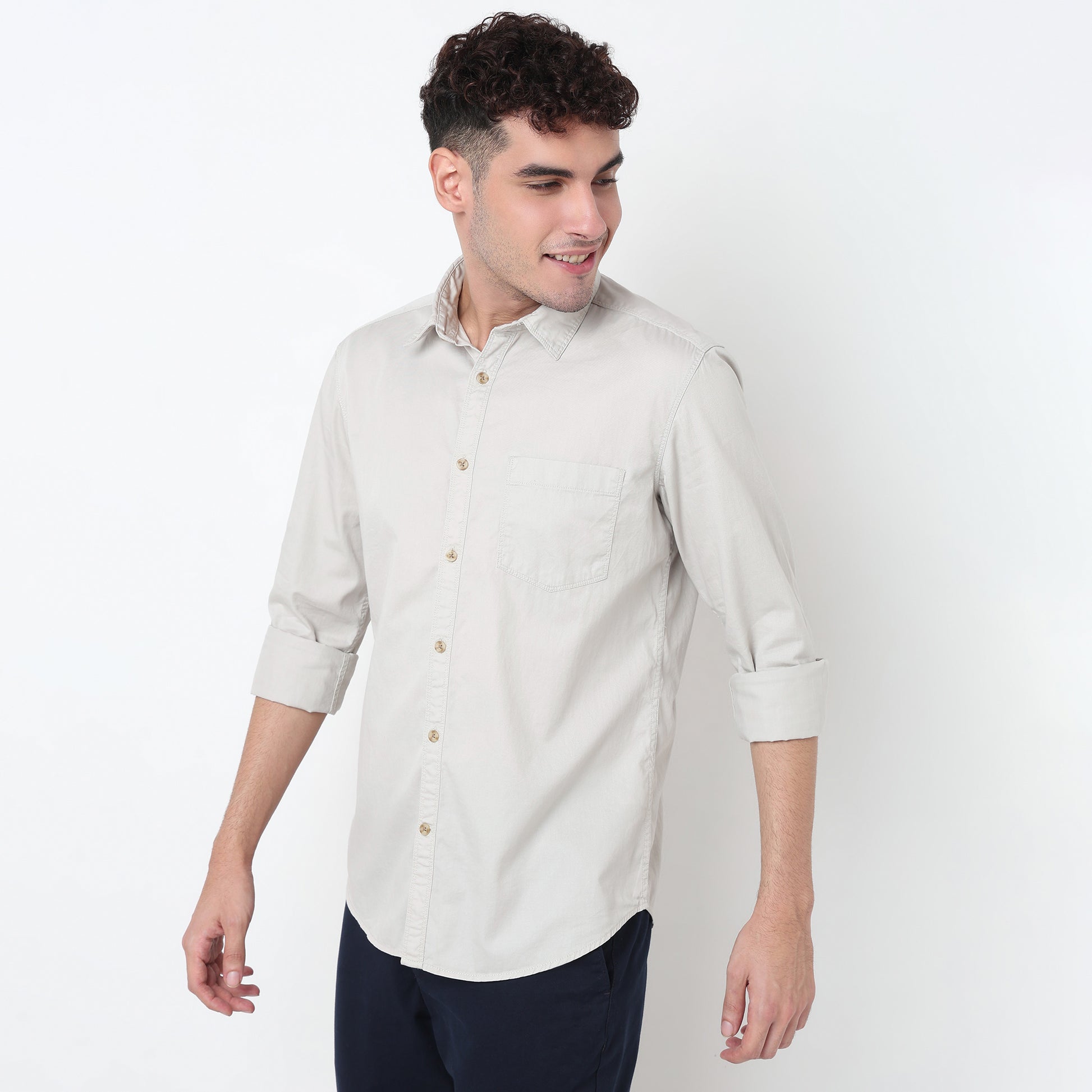 Slim Fit Solid Shirt