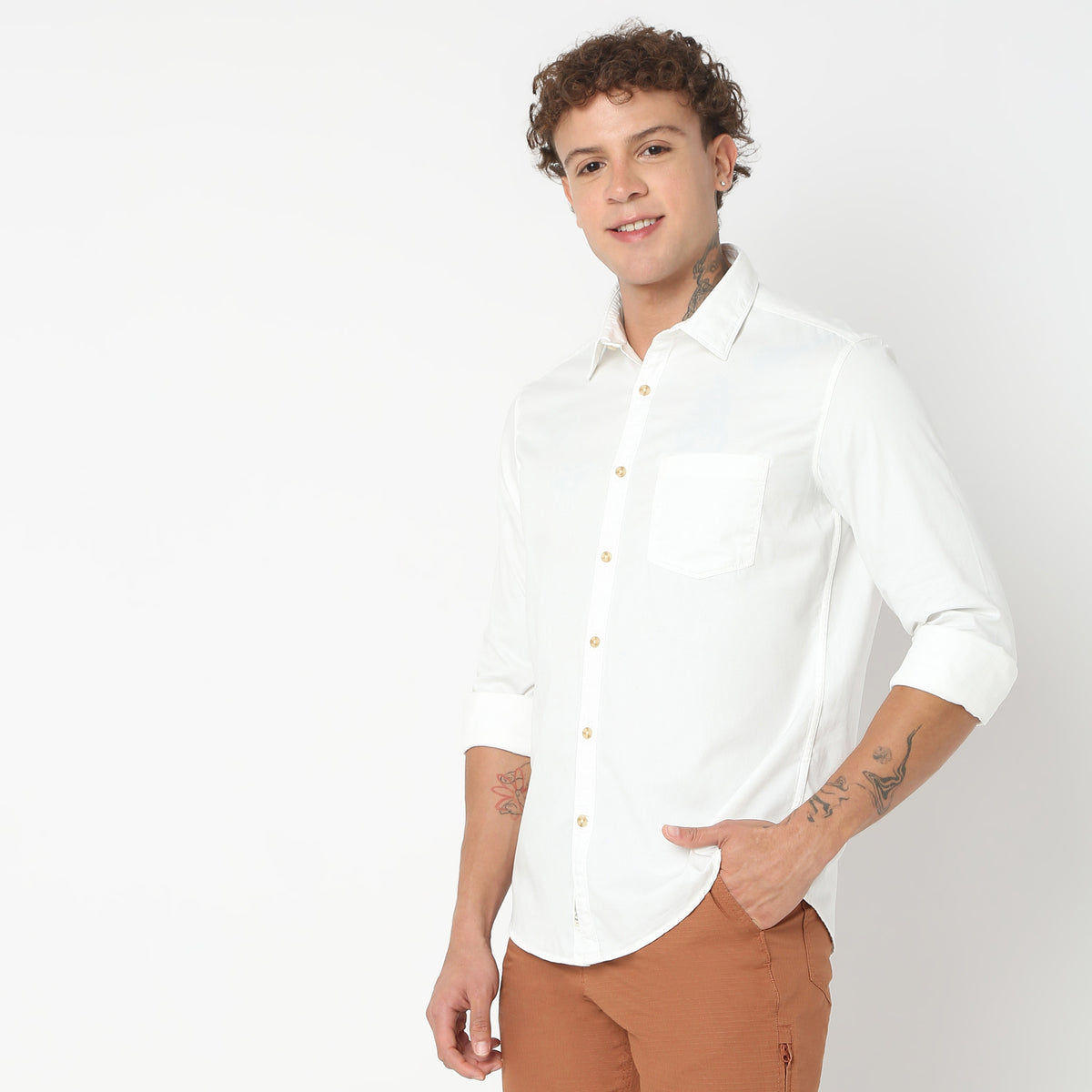 Slim Fit Solid Shirt