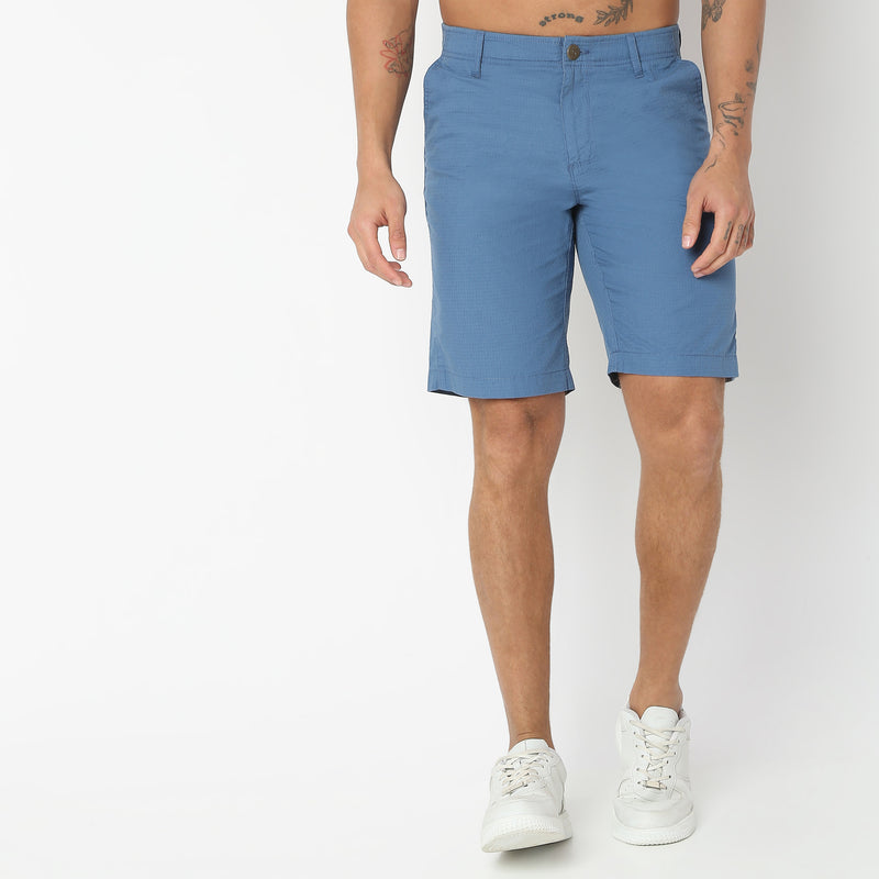 Regular Fit Solid Mid Rise Shorts