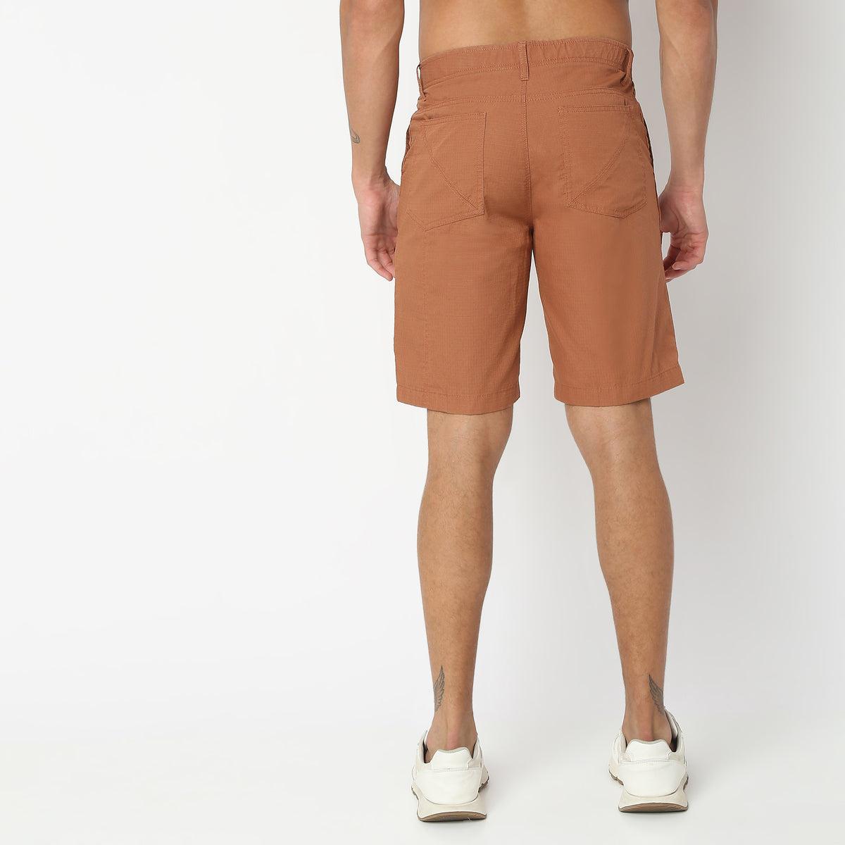 Regular Fit Solid Mid Rise Shorts