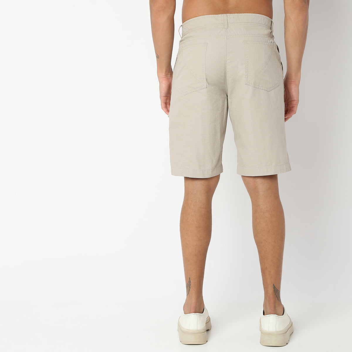 Regular Fit Solid Mid Rise Shorts