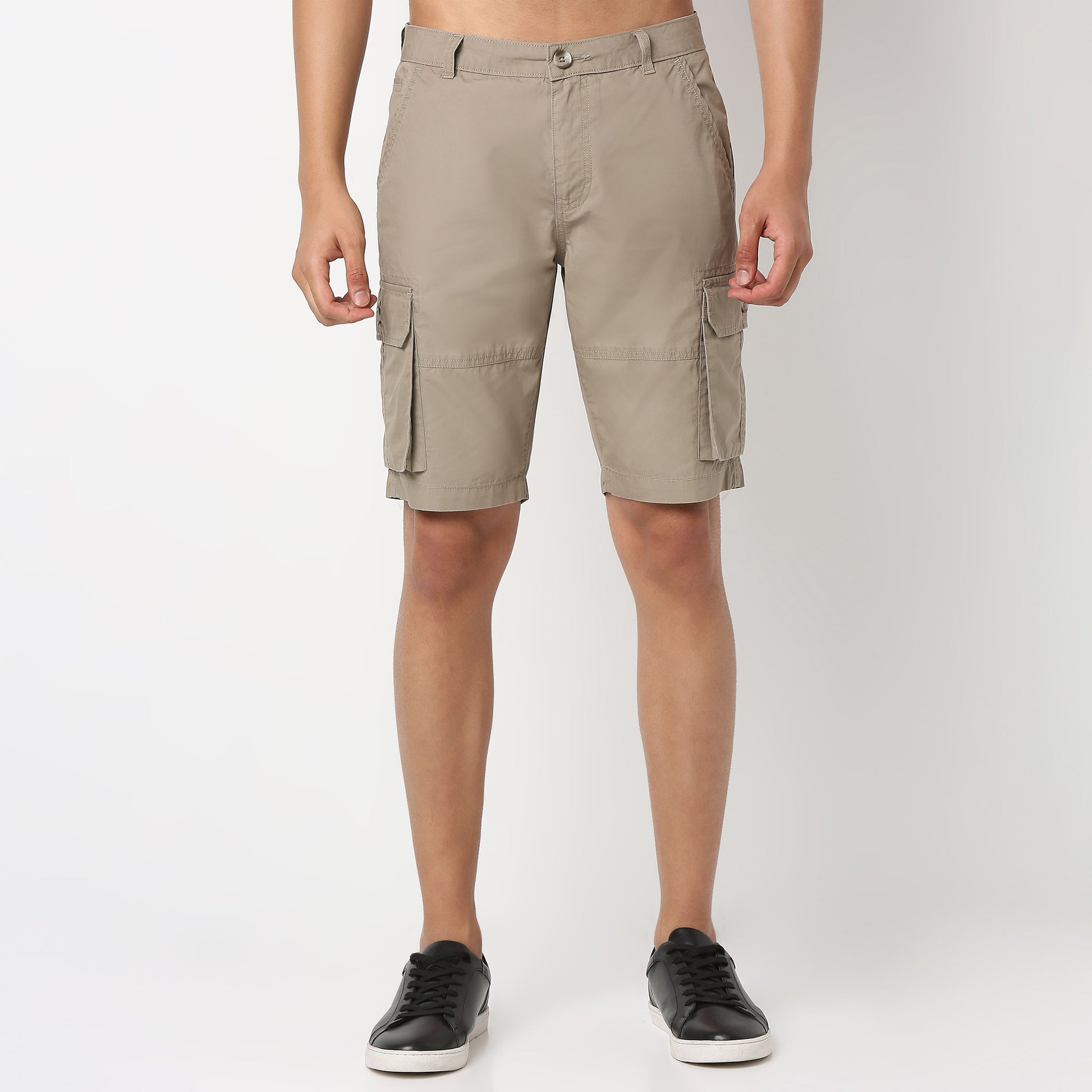 Cotton Heavy Duty Regular Fit Shorts With Stitch Details