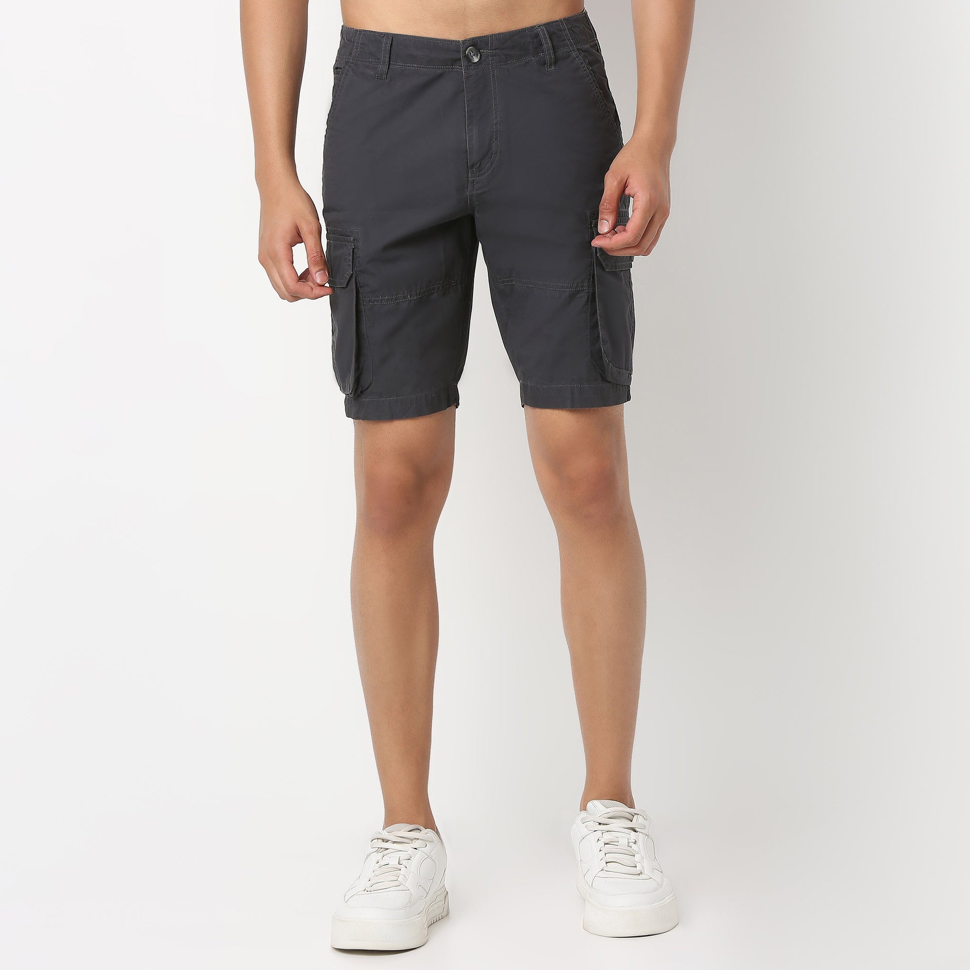 Cotton Heavy Duty Regular Fit Shorts With Stitch Details