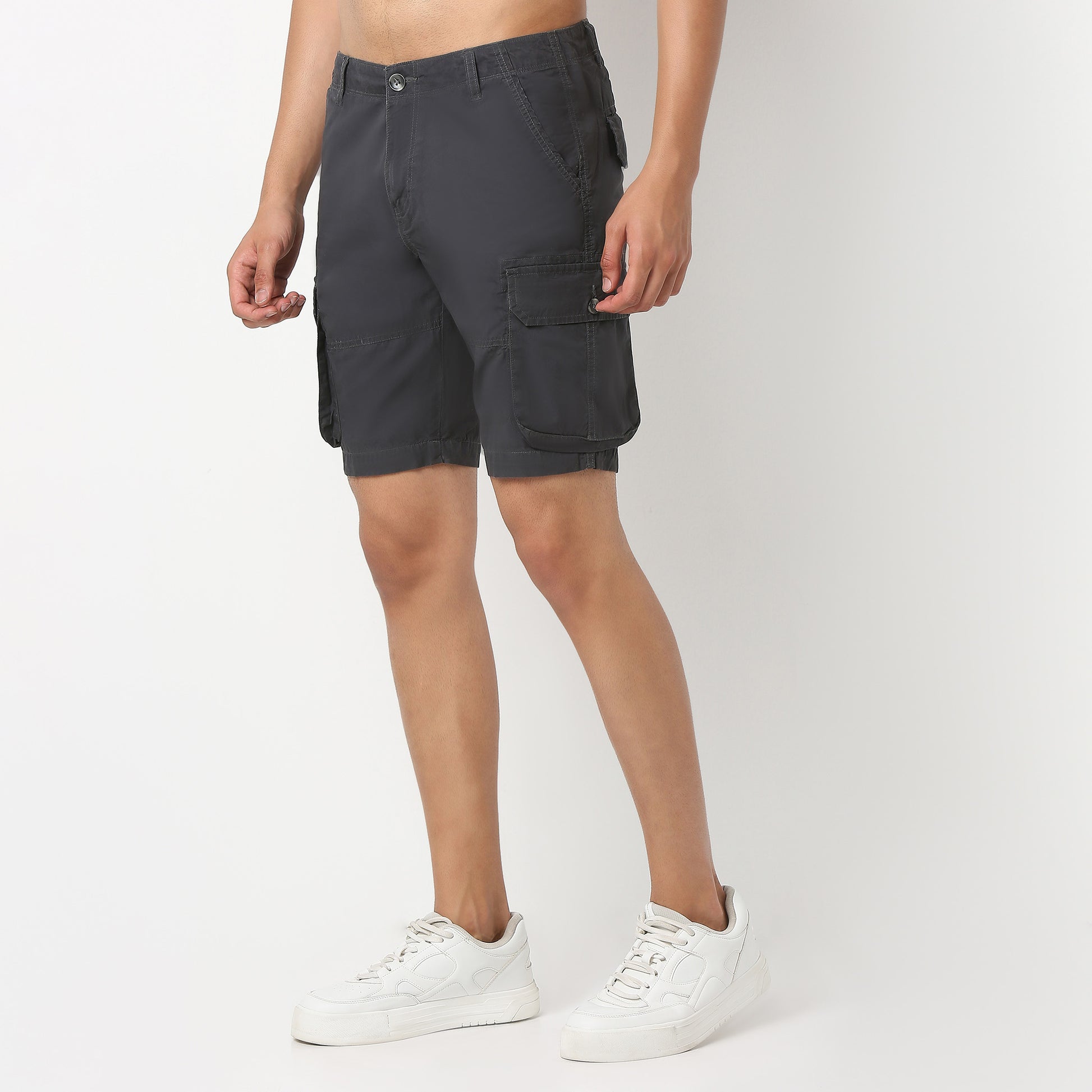 Cotton Heavy Duty Regular Fit Shorts With Stitch Details