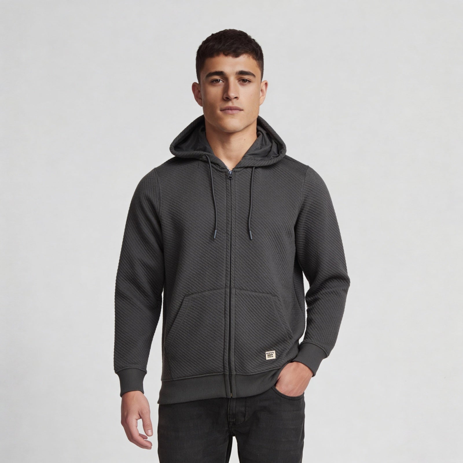 Polyester Cotton Spandex Quilted Full Sleeve Sweatshirt
