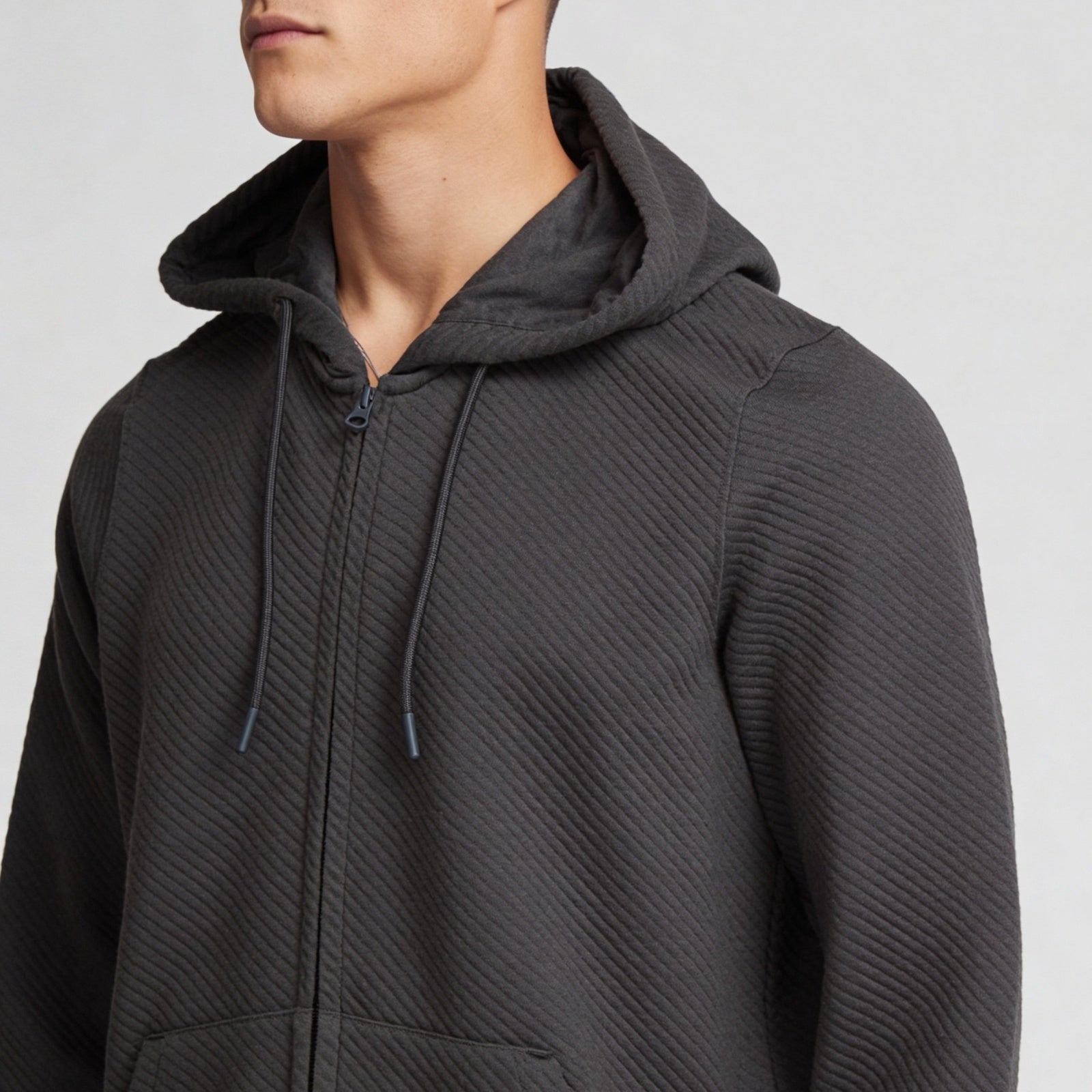 Polyester Cotton Spandex Quilted Full Sleeve Sweatshirt