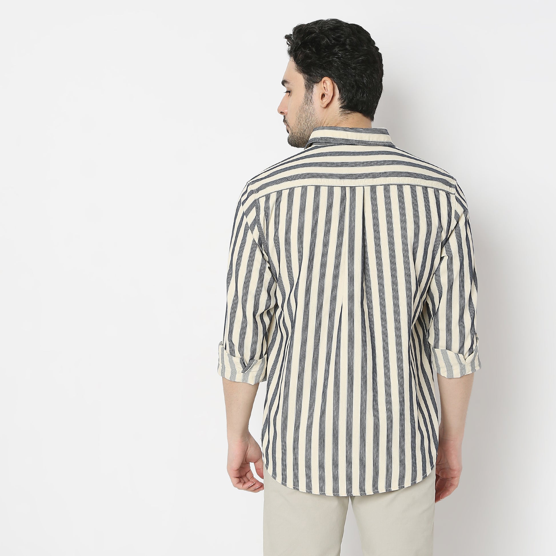 Regular Fit Striped Shirt Collar Regular Length Shirt