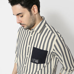 Regular Fit Striped Shirt Collar Regular Length Shirt