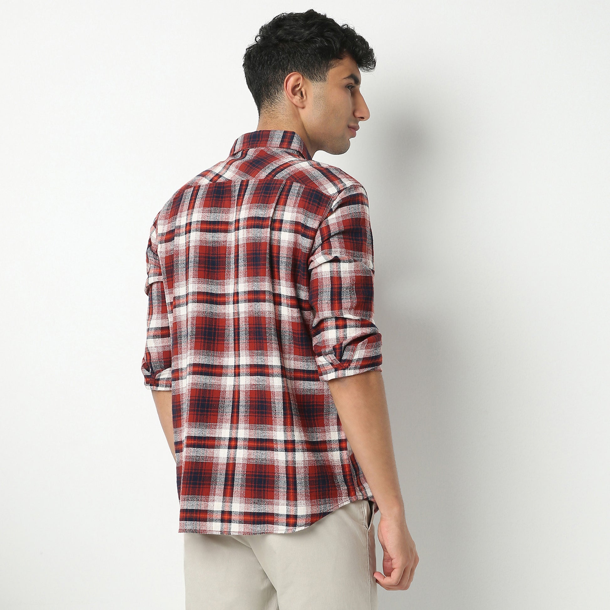 Regular Fit Checkered Shirt Collar Regular Length Shirt