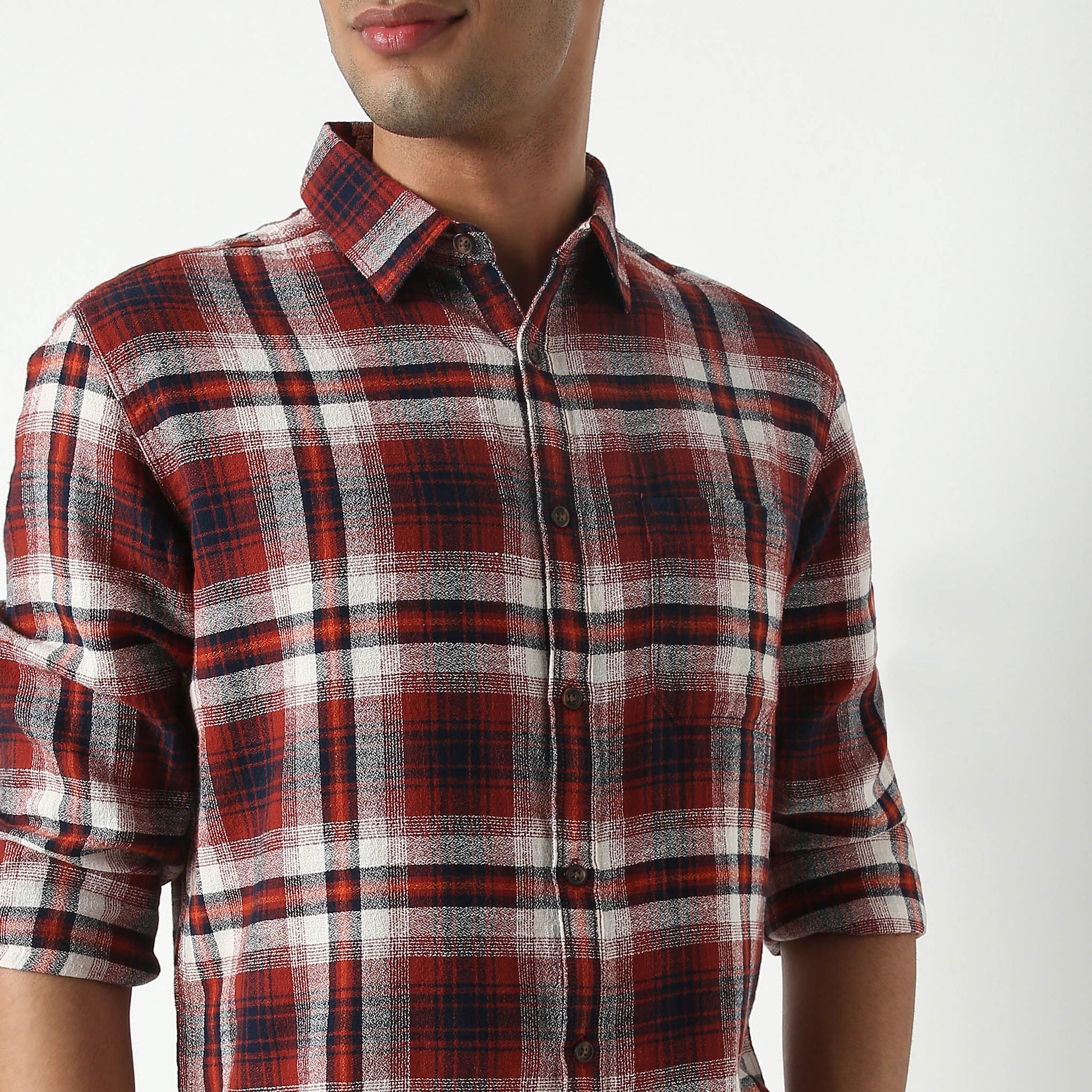 Regular Fit Checkered Shirt Collar Regular Length Shirt