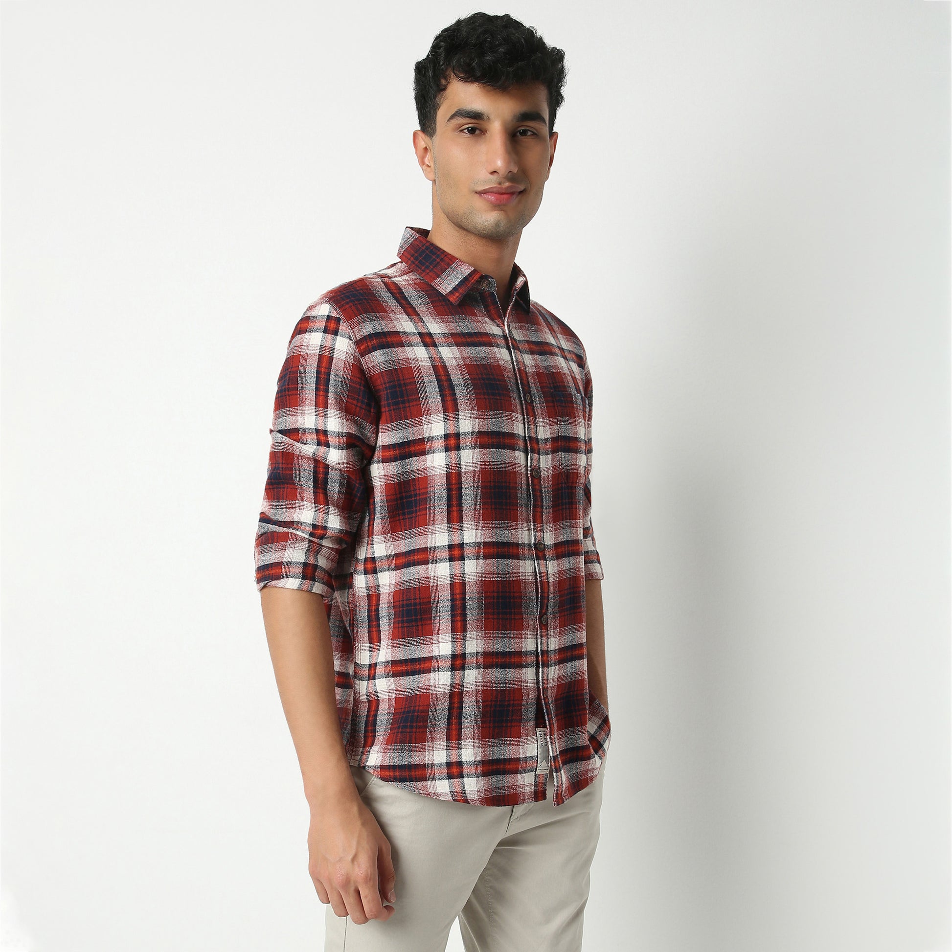 Regular Fit Checkered Shirt Collar Regular Length Shirt