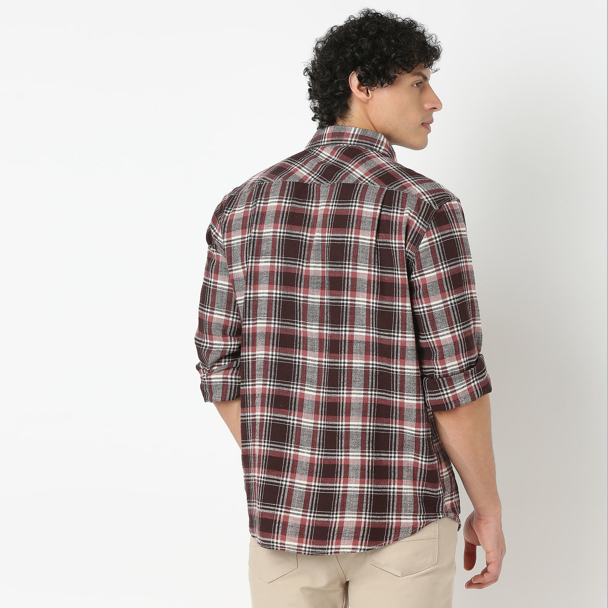 Regular Fit Checkered Shirt Collar Regular Length Shirt