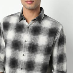 Regular Fit Checkered Shirt Collar Regular Length Shirt