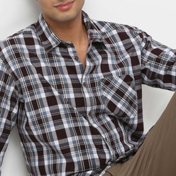 Regular Fit Checkered Shirt Collar Shirt