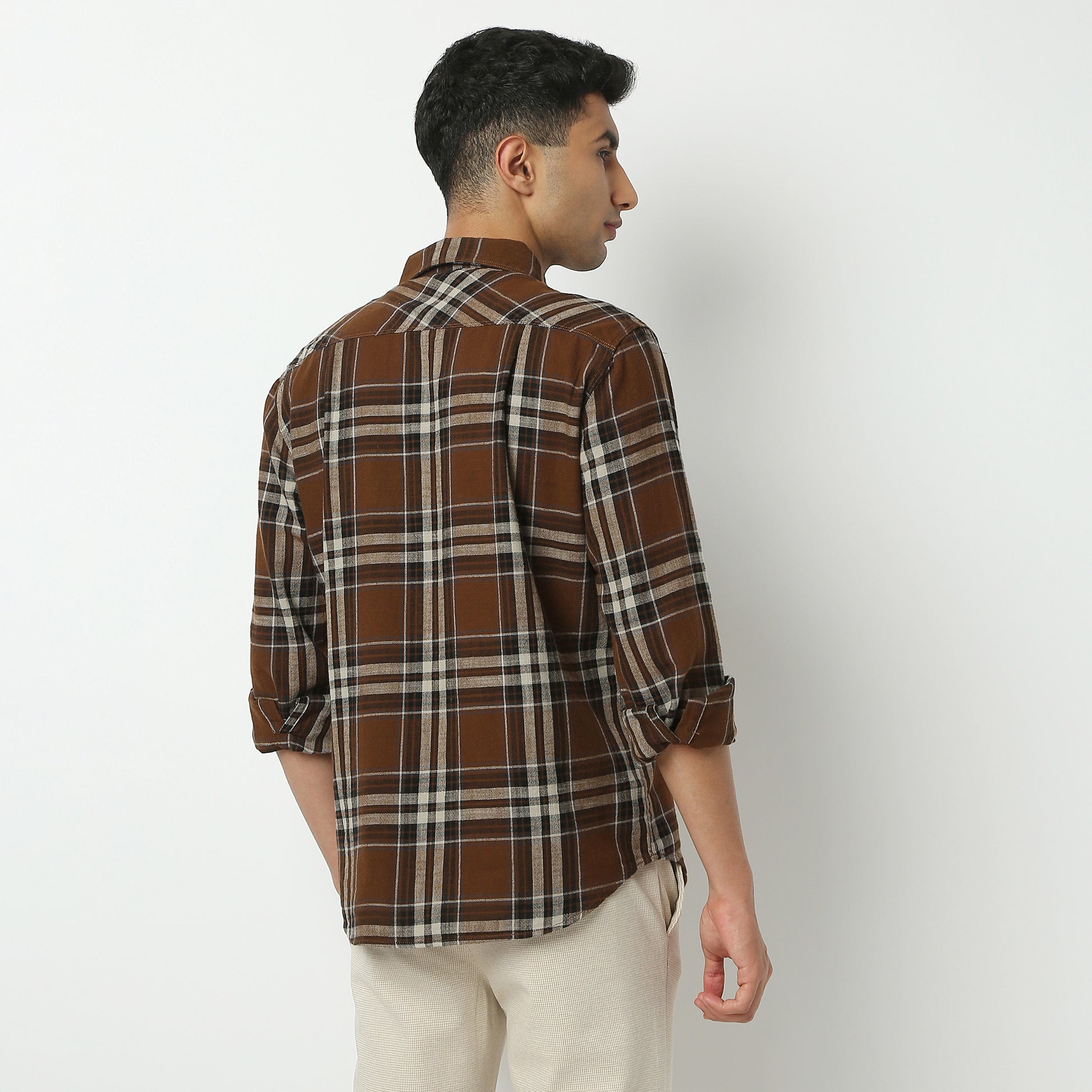 Regular Fit Checkered Shirt Collar Shirt