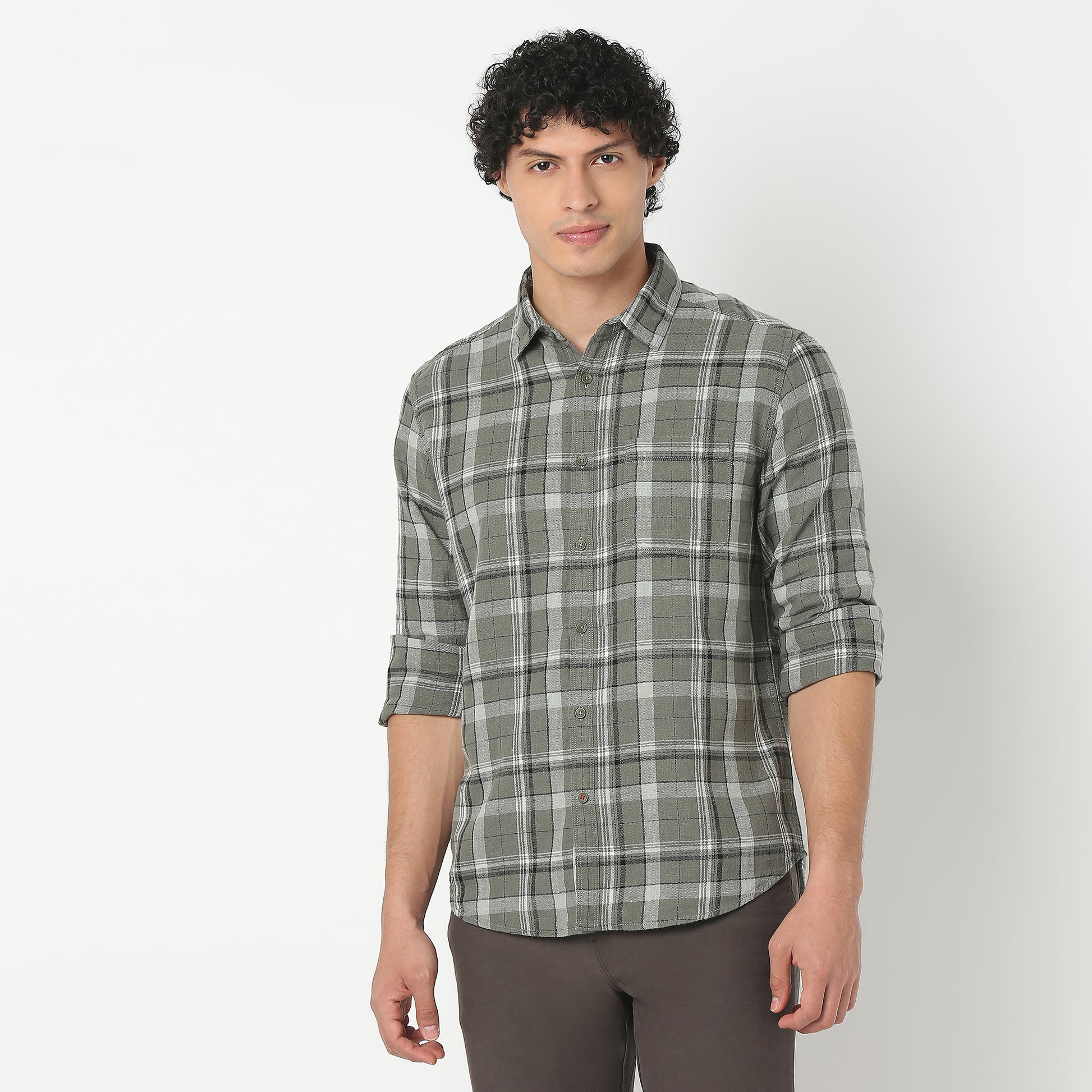 Collar Full Sleeve Checkered Shirt