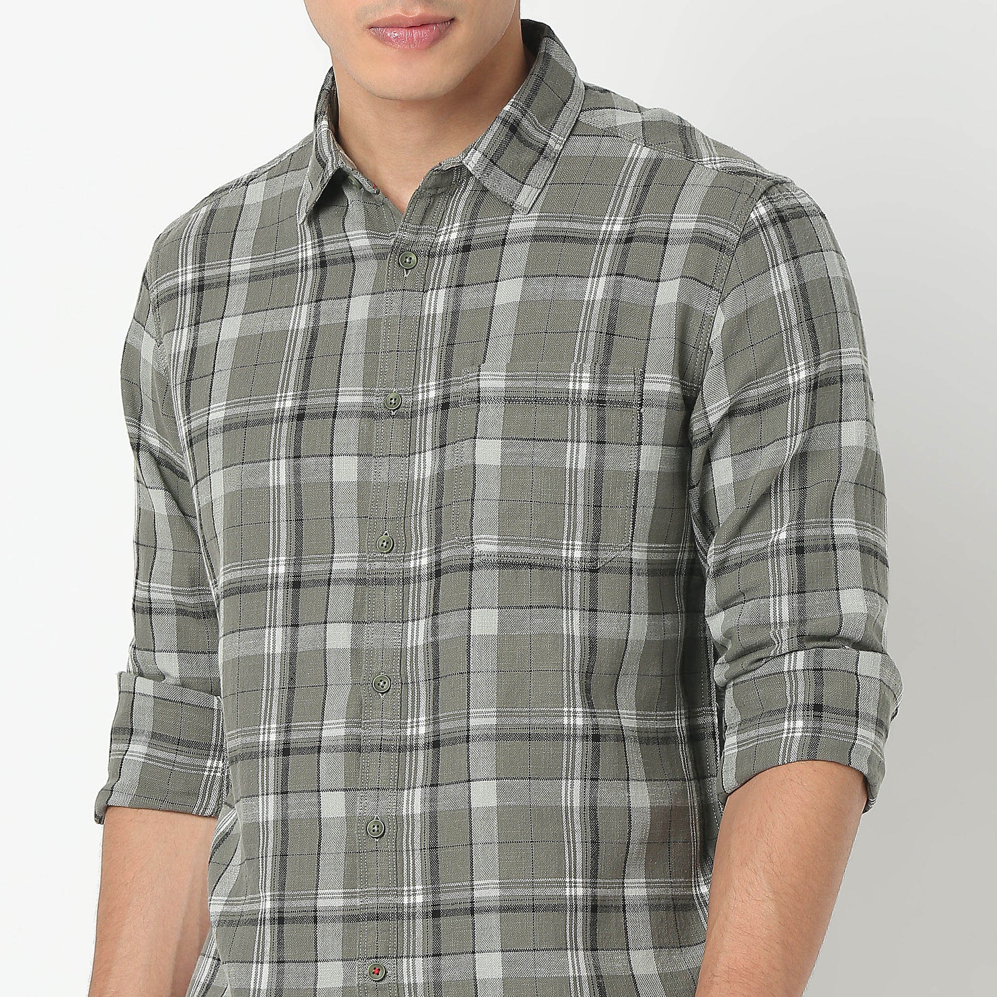 Collar Full Sleeve Checkered Shirt