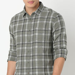 Collar Full Sleeve Checkered Shirt
