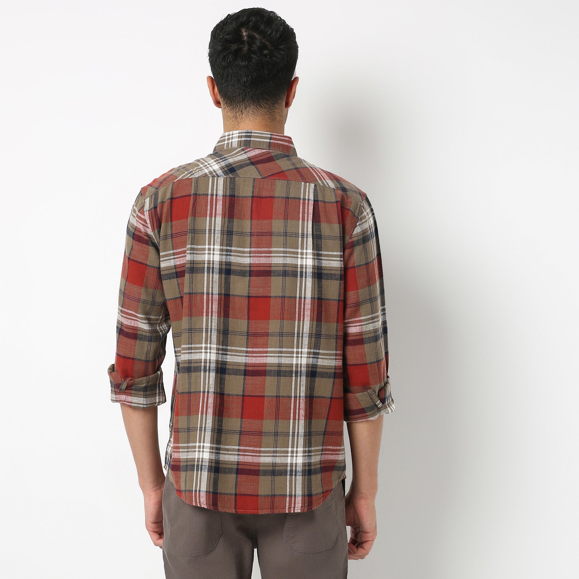 Regular Fit Checkered Shirt Collar Shirt