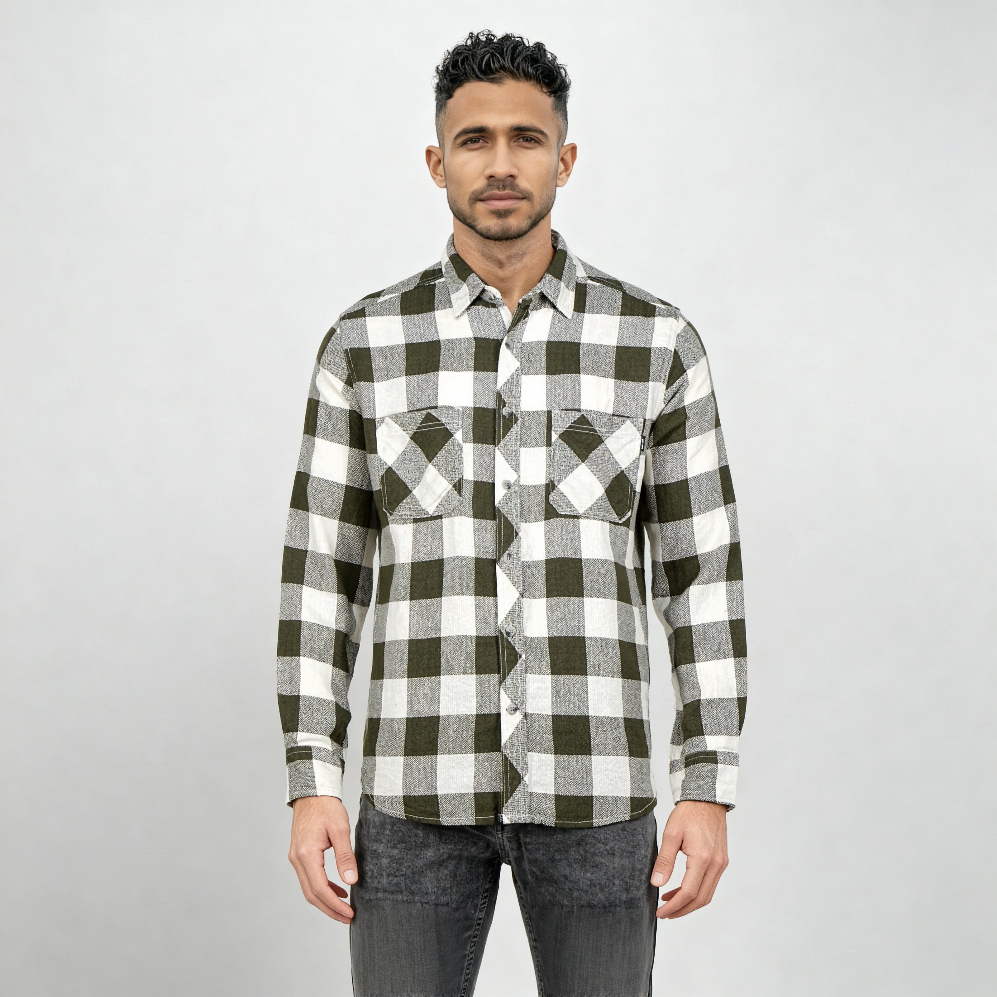Cotton Double Pocket Checkered Lumber Jack Shirt