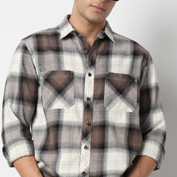 Cotton Double Pocket Checkered Lumber Jack Shirt