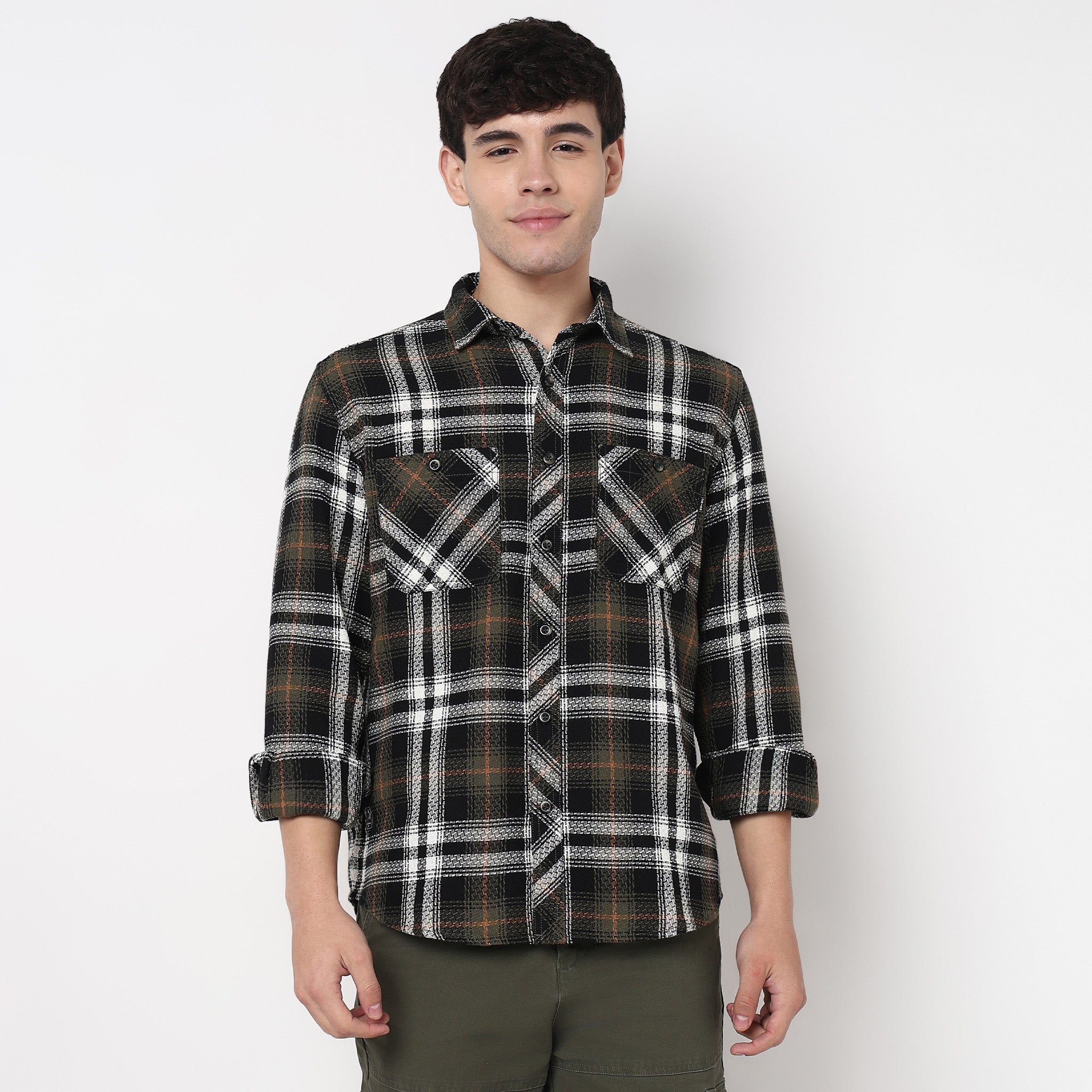 Cotton Double Pocket Checkered Shirt