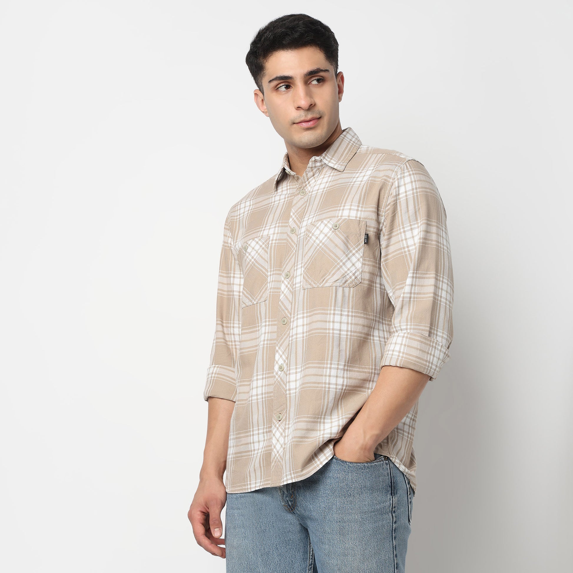 Cotton Double Pocket Checkered Lumber Jack Shirt