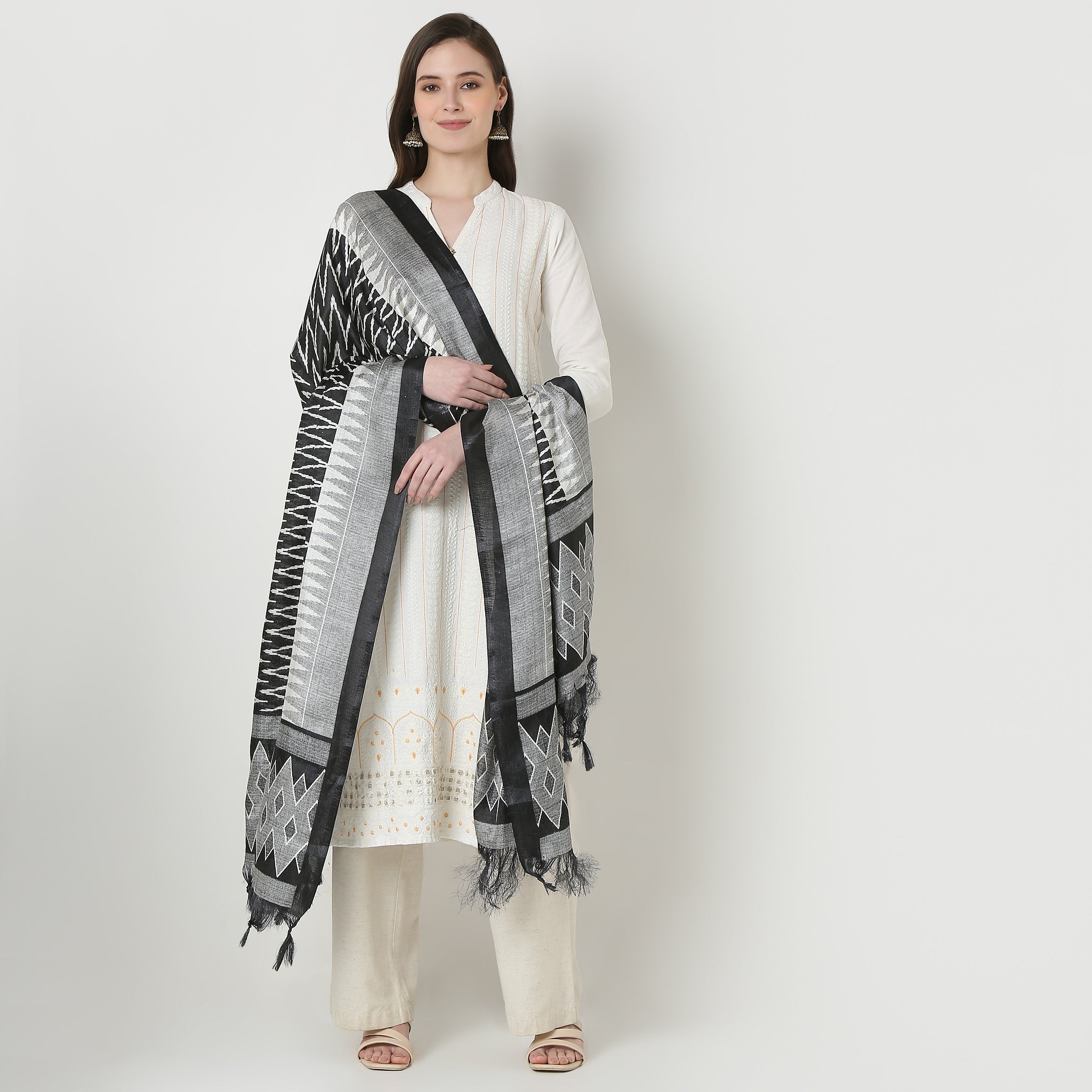 Ikat Printed Silk Dupatta