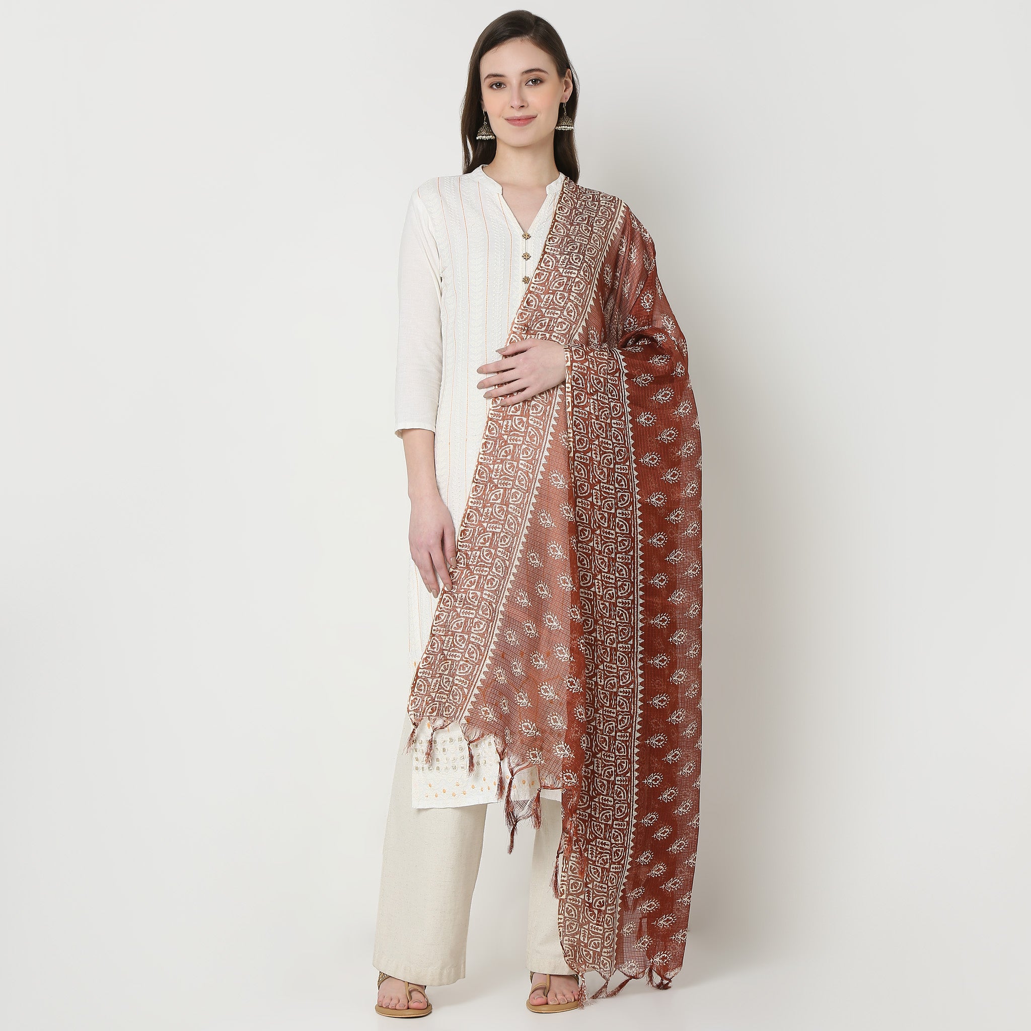 Kota Doria Printed Dupatta