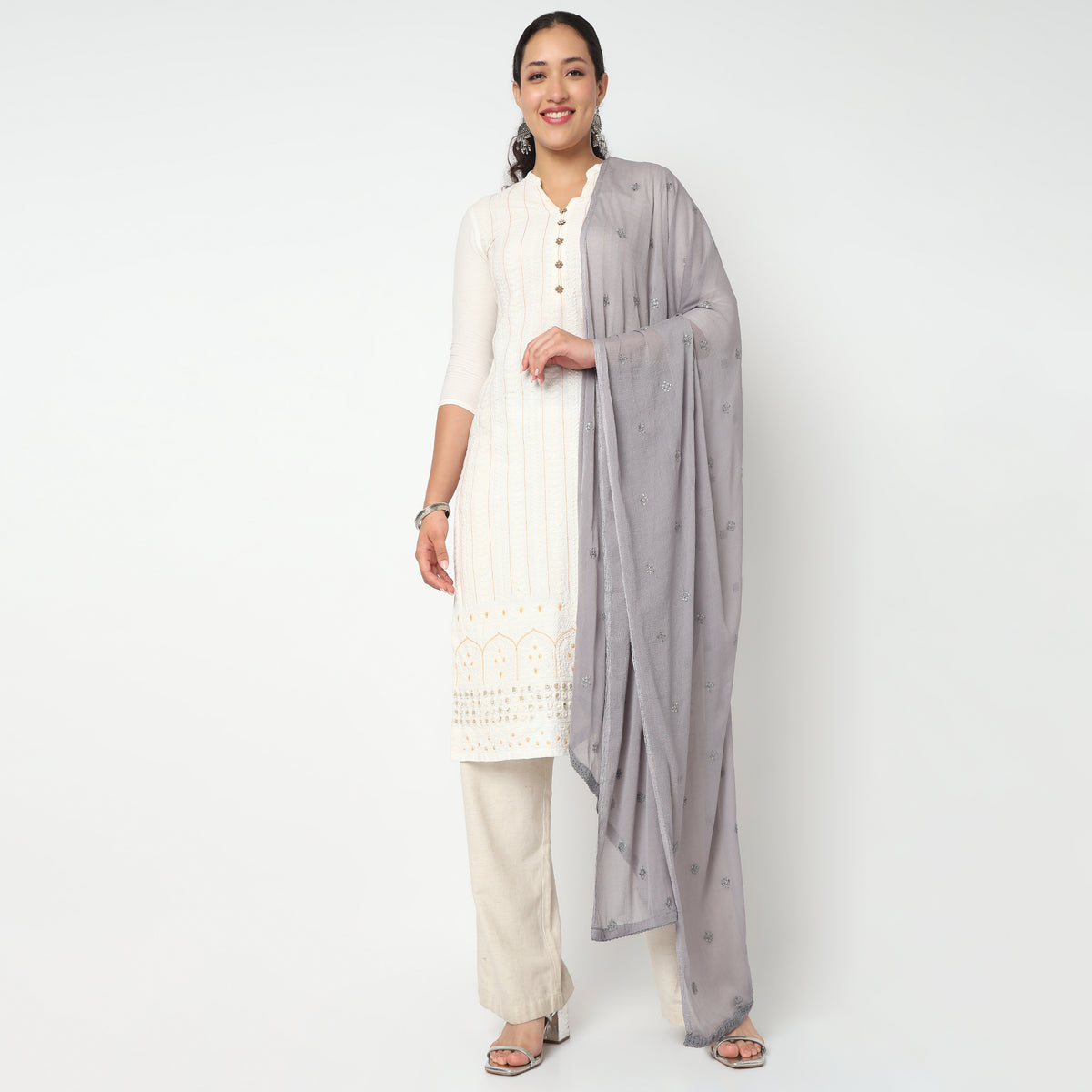 Embroidered Chiffon Dupatta