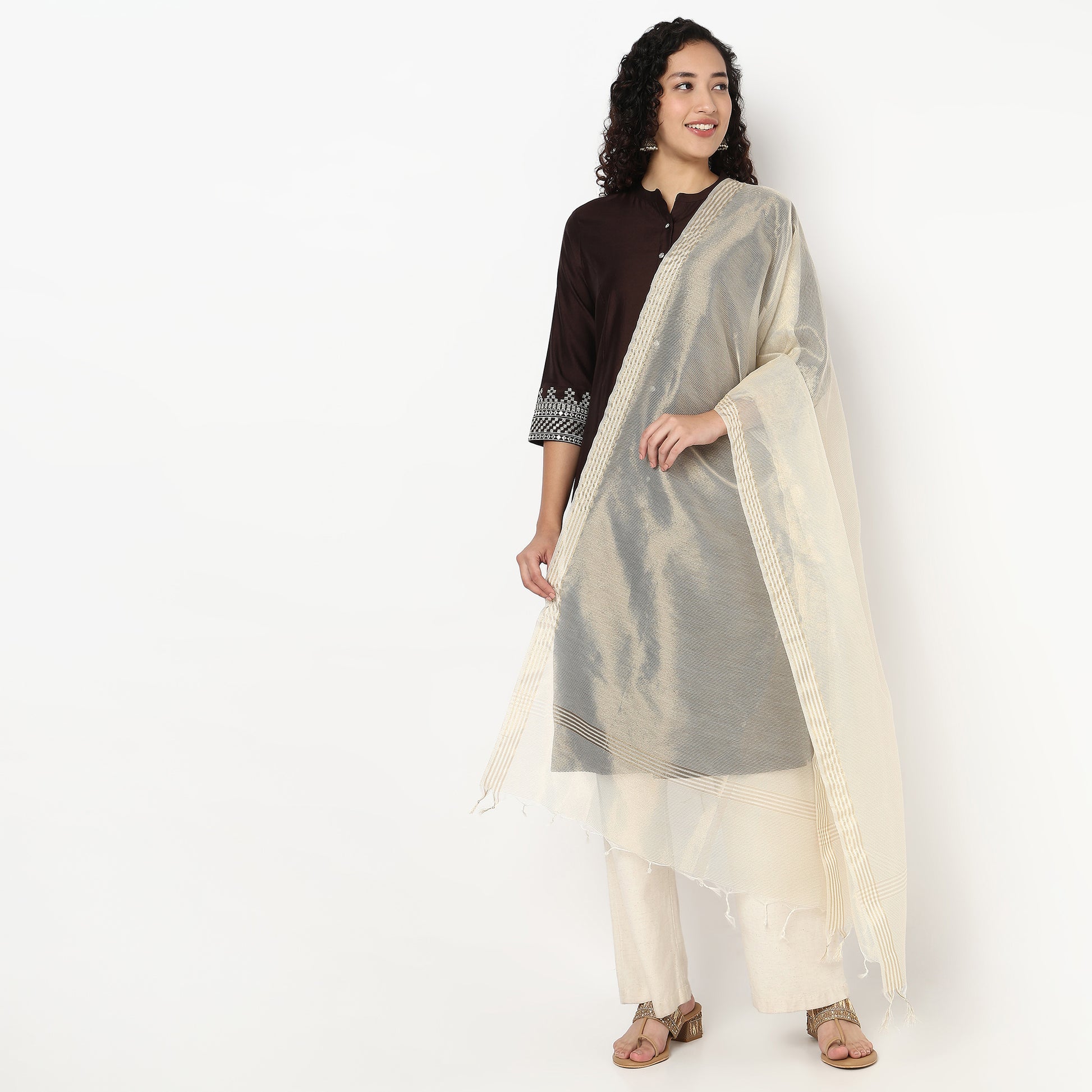 Striped Zari Dupatta