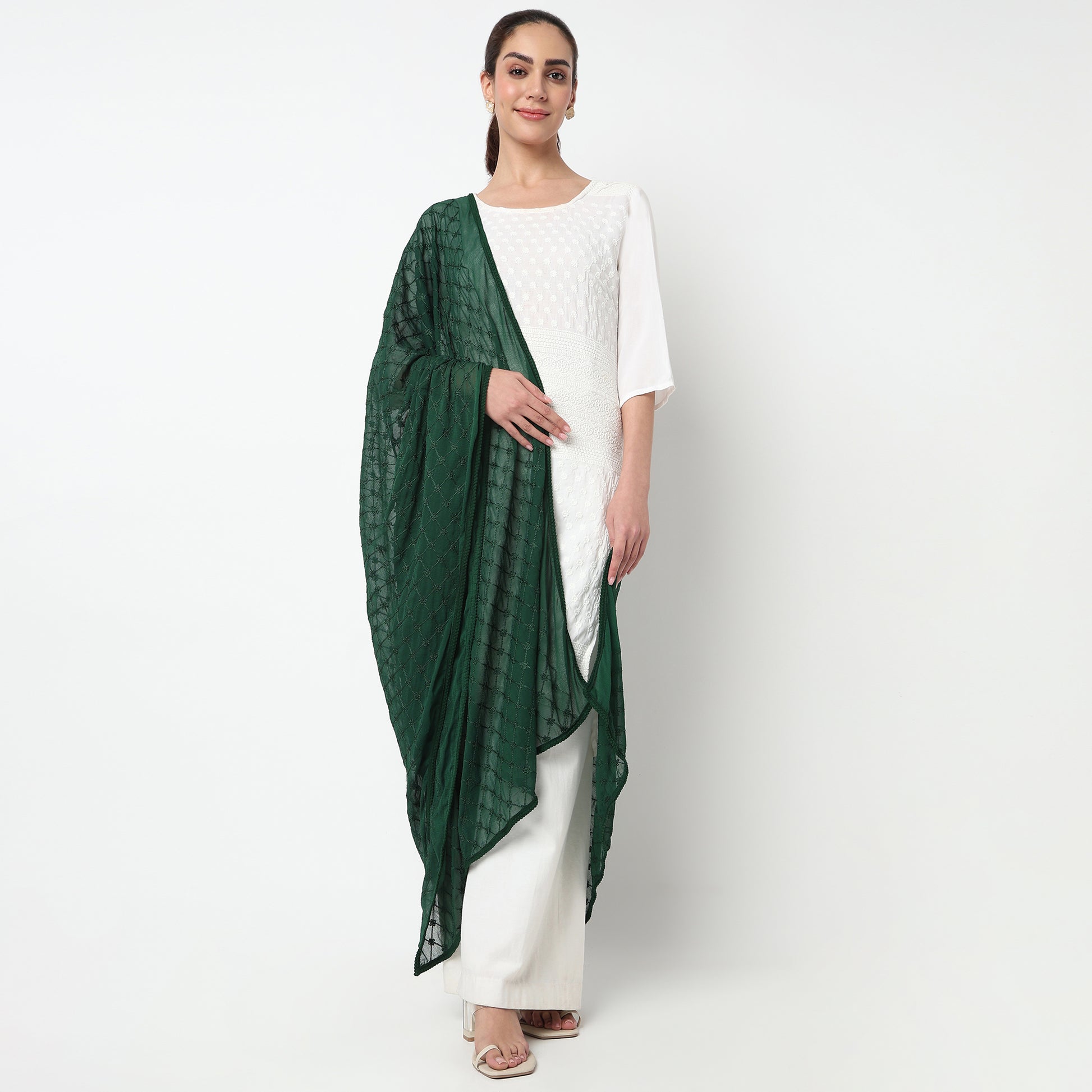 Embroidered Chiffon Dupatta
