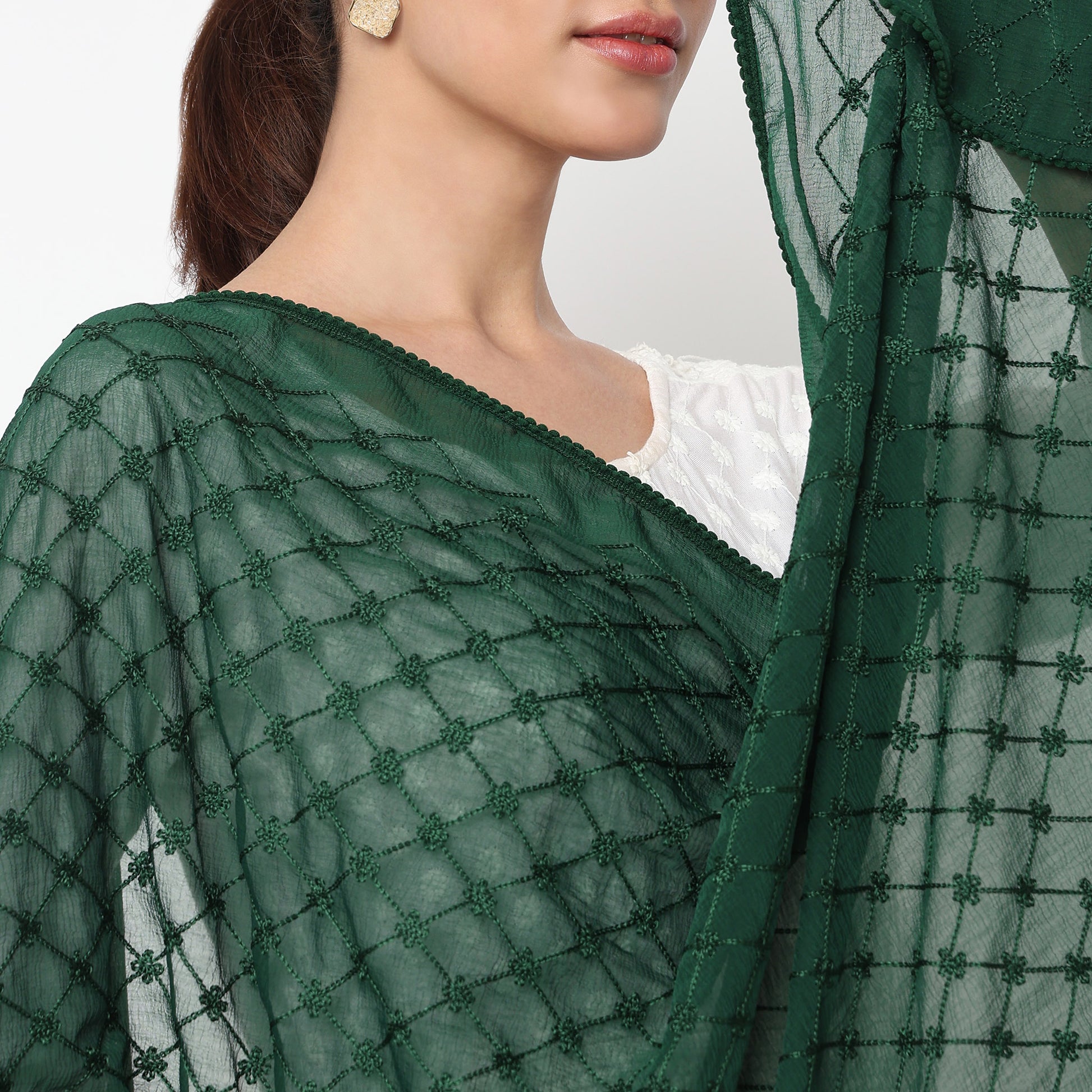 Embroidered Chiffon Dupatta