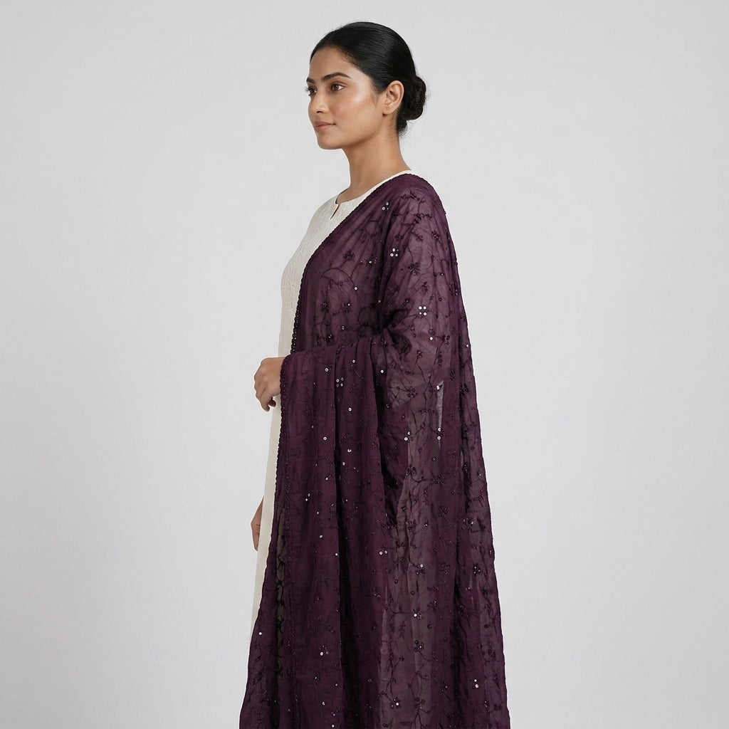 Embroidered Chanderi Dupatta