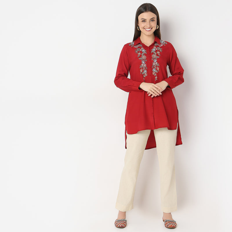 Straight Fit Embroidered Tunic